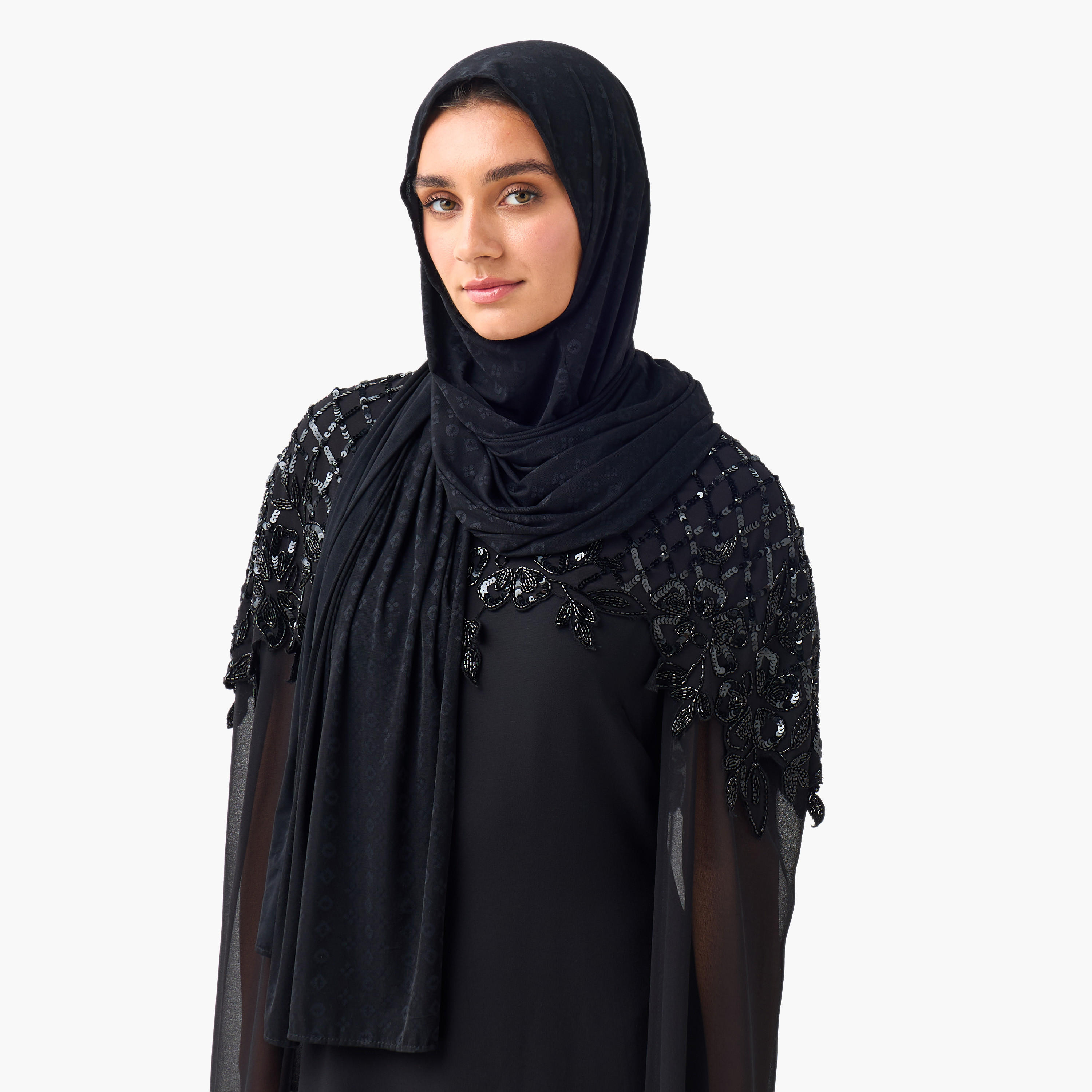 Hijab Jacquard Cream-women-winterwear-scarves-image-1