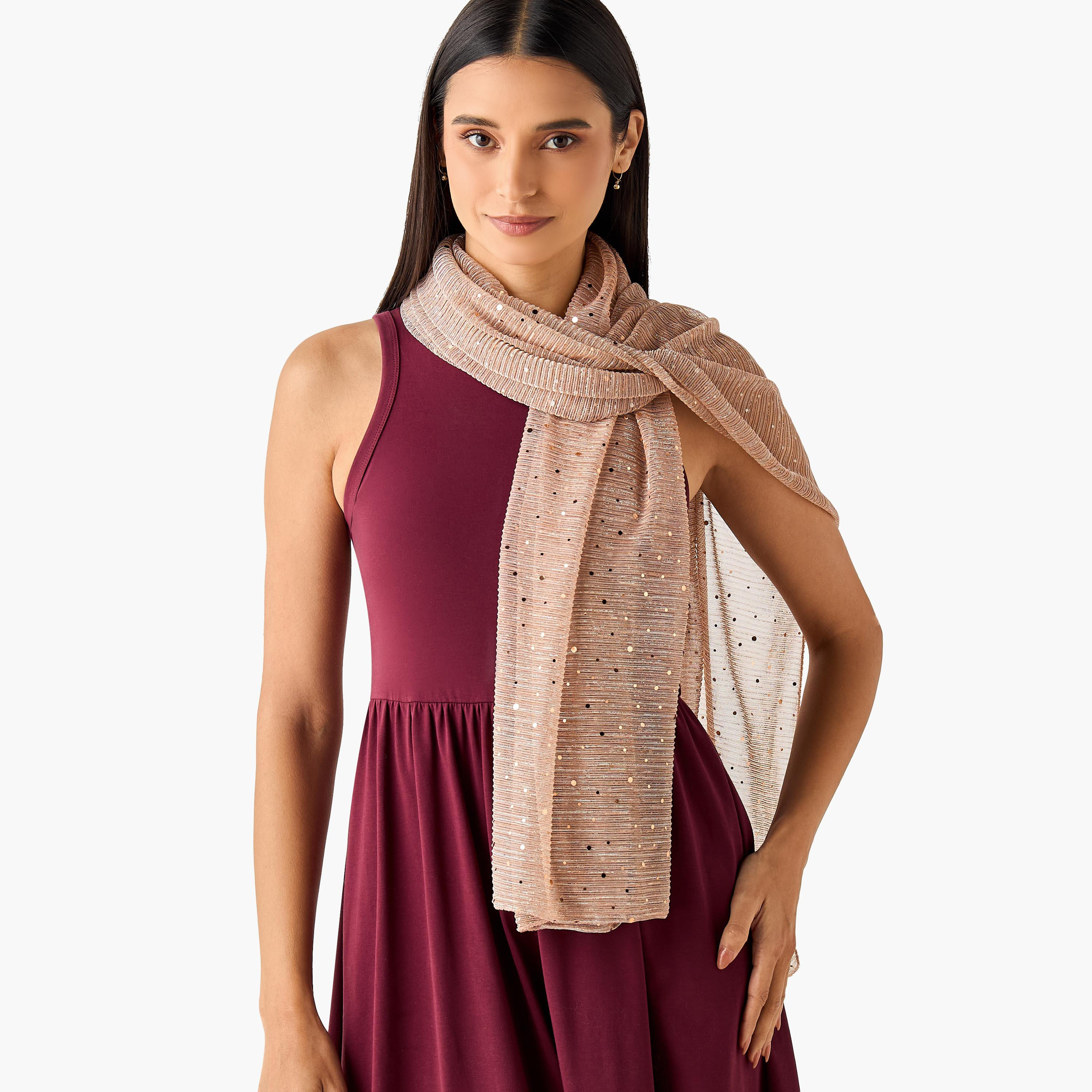 Scarf with Sequin Embellishment-women-winterwear-scarves-image-2