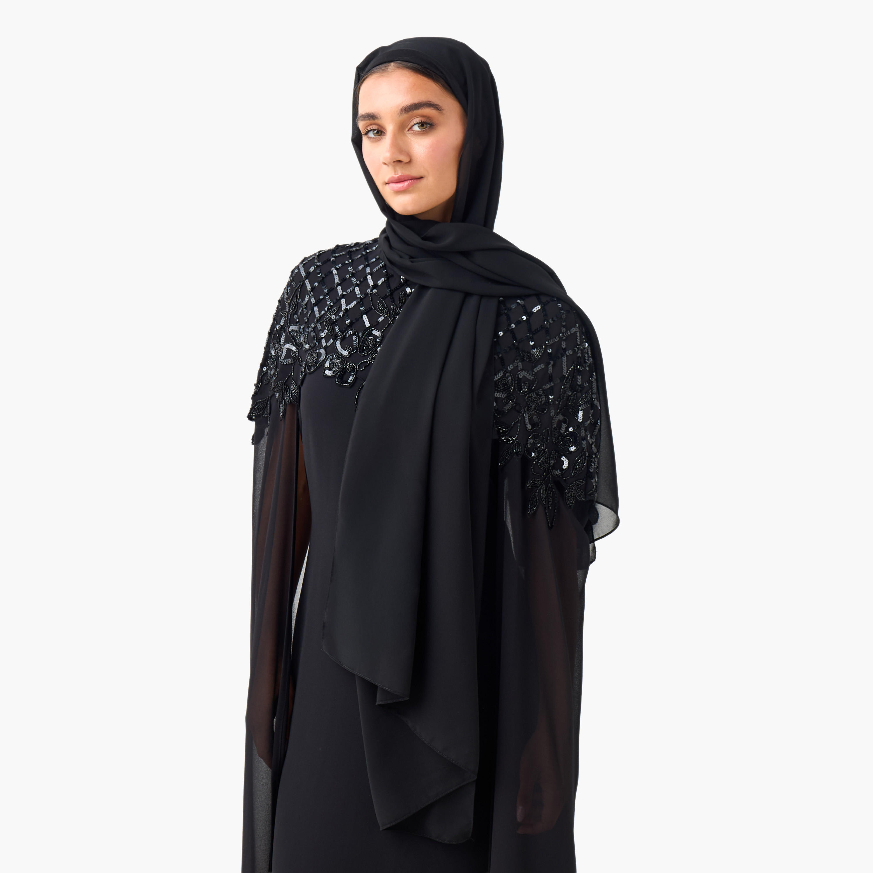 Hijab Textured Black-women-winterwear-scarves-image-1