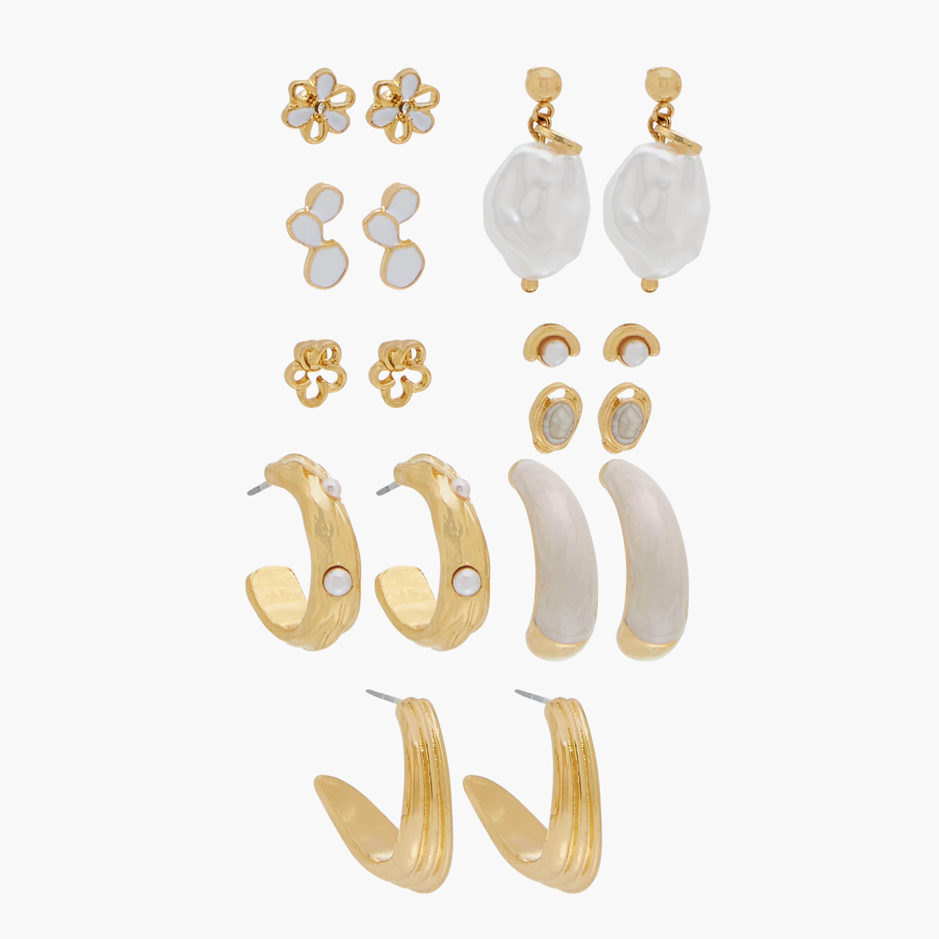 حلقان ذهبية متنوعة بمشبك إغلاق خلفي - 9 أزواج-women-watchesandjewellery-jewellery-earrings-image-5