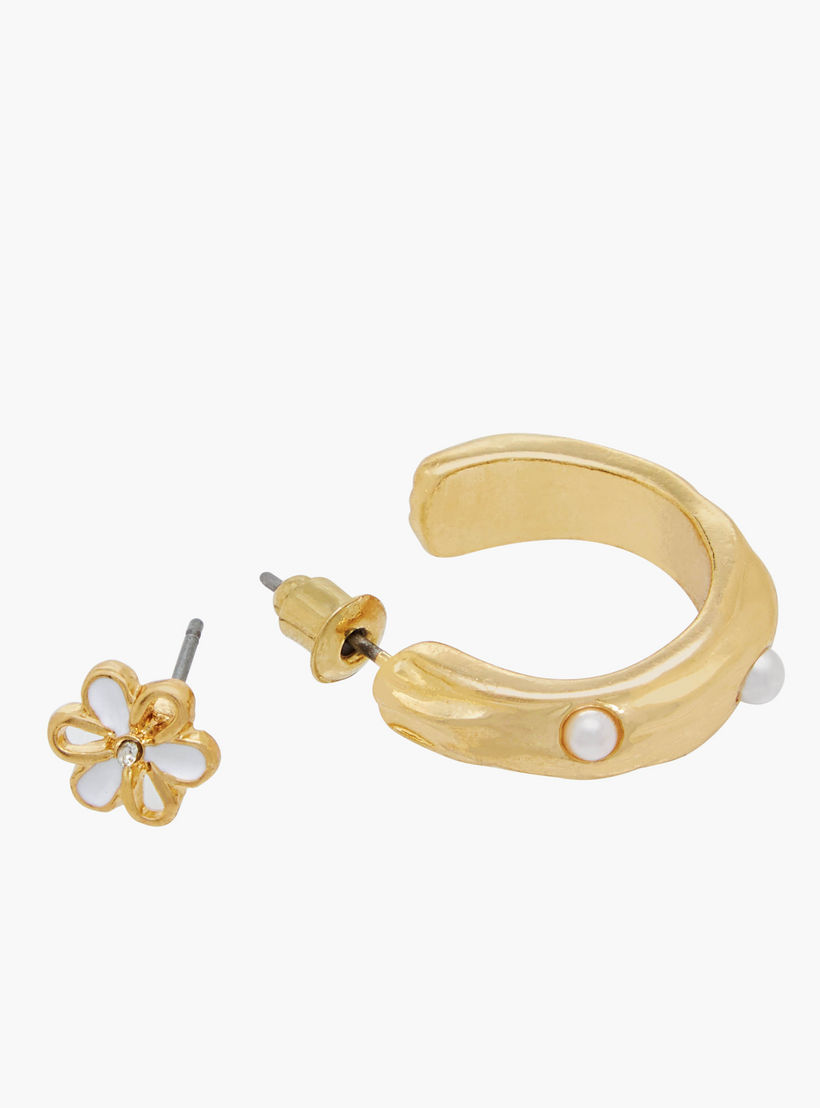 Pack of 9 Gold Finish Assorted Earrings with Pushback Closure-women-watchesandjewellery-jewellery-earrings-image-5