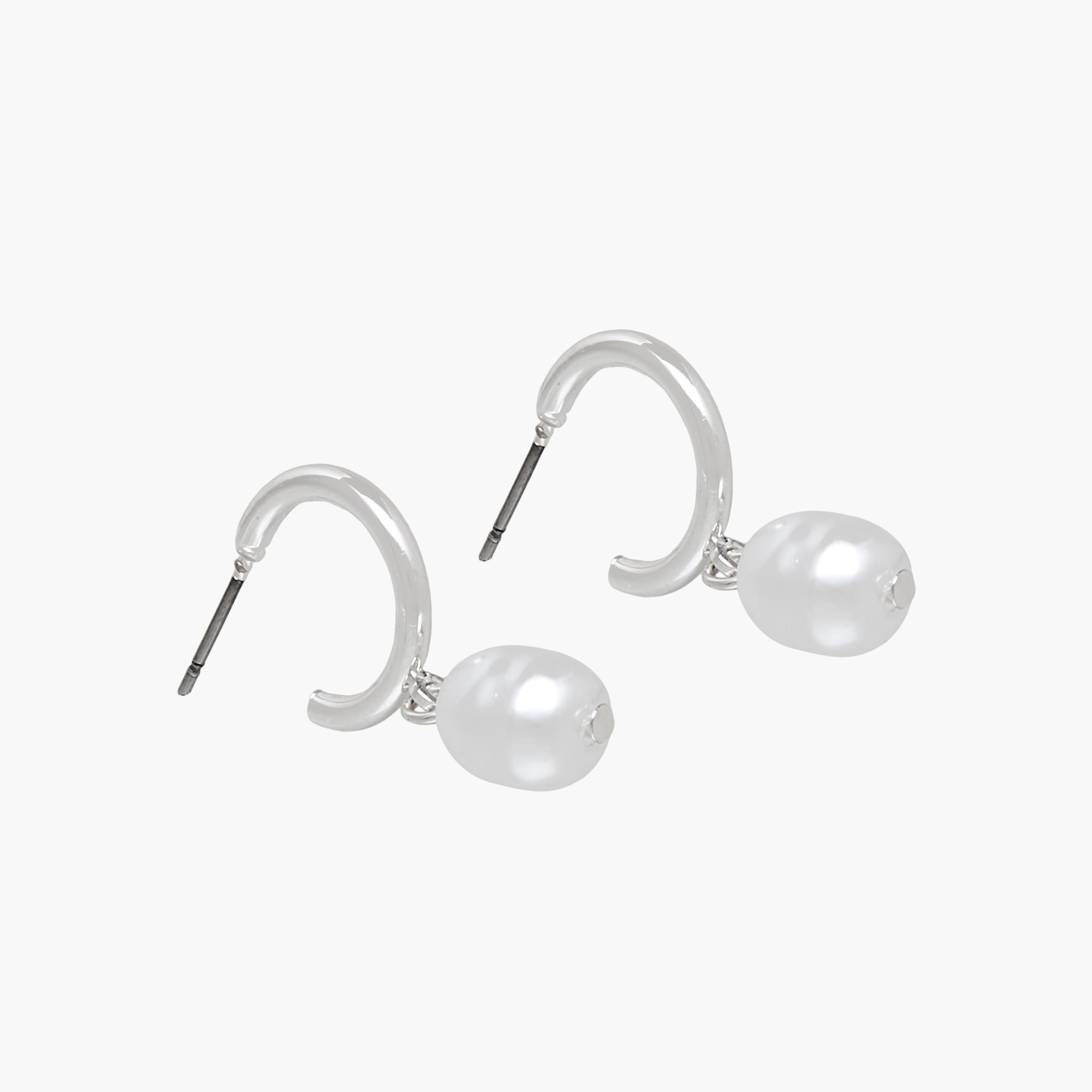 Gloo Pack of 3 Silver Tone Pearl Dangler Earrings with Pushback Closure-women-watchesandjewellery-jewellery-earrings-image-2