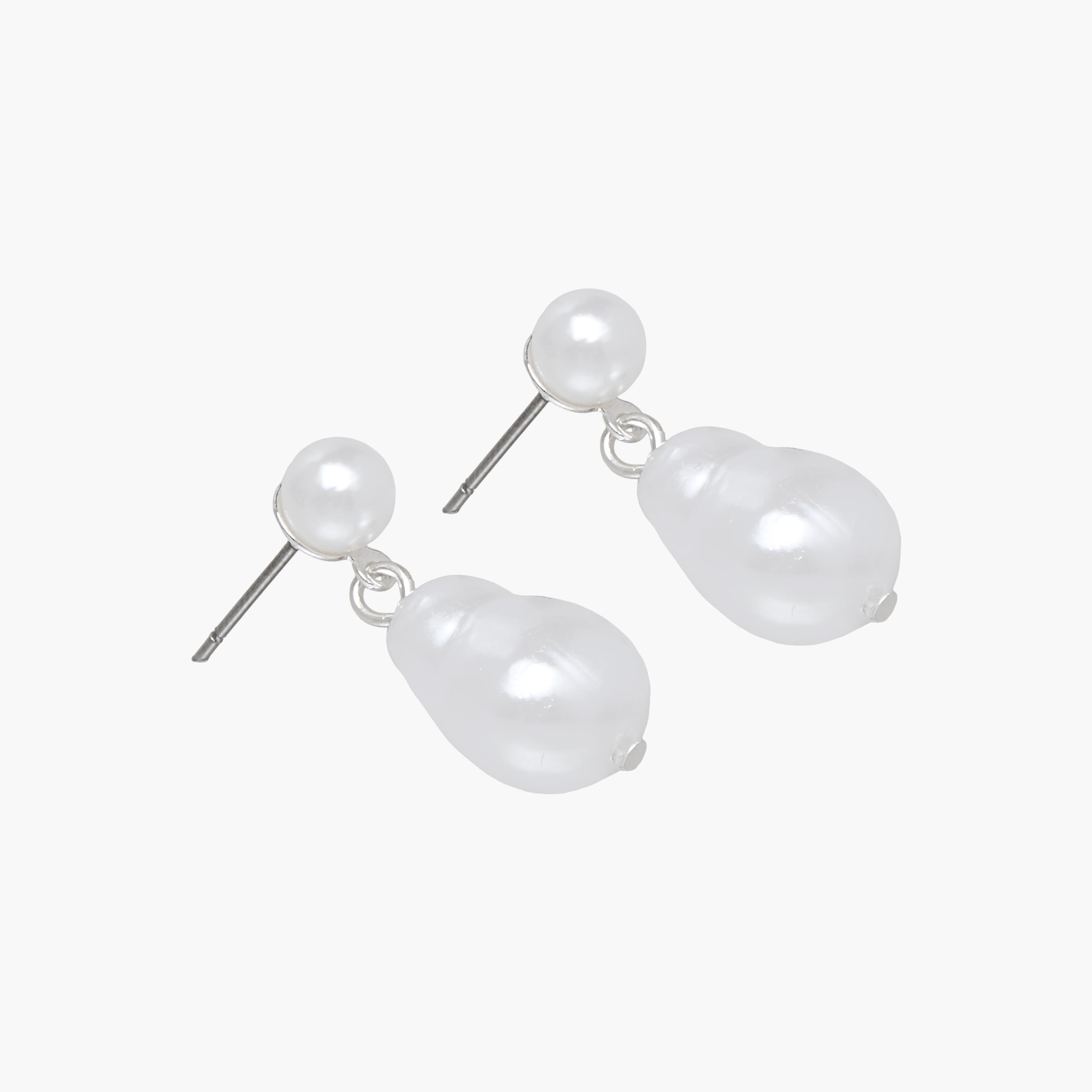 Gloo Pack of 3 Silver Tone Pearl Dangler Earrings with Pushback Closure-women-watchesandjewellery-jewellery-earrings-image-3