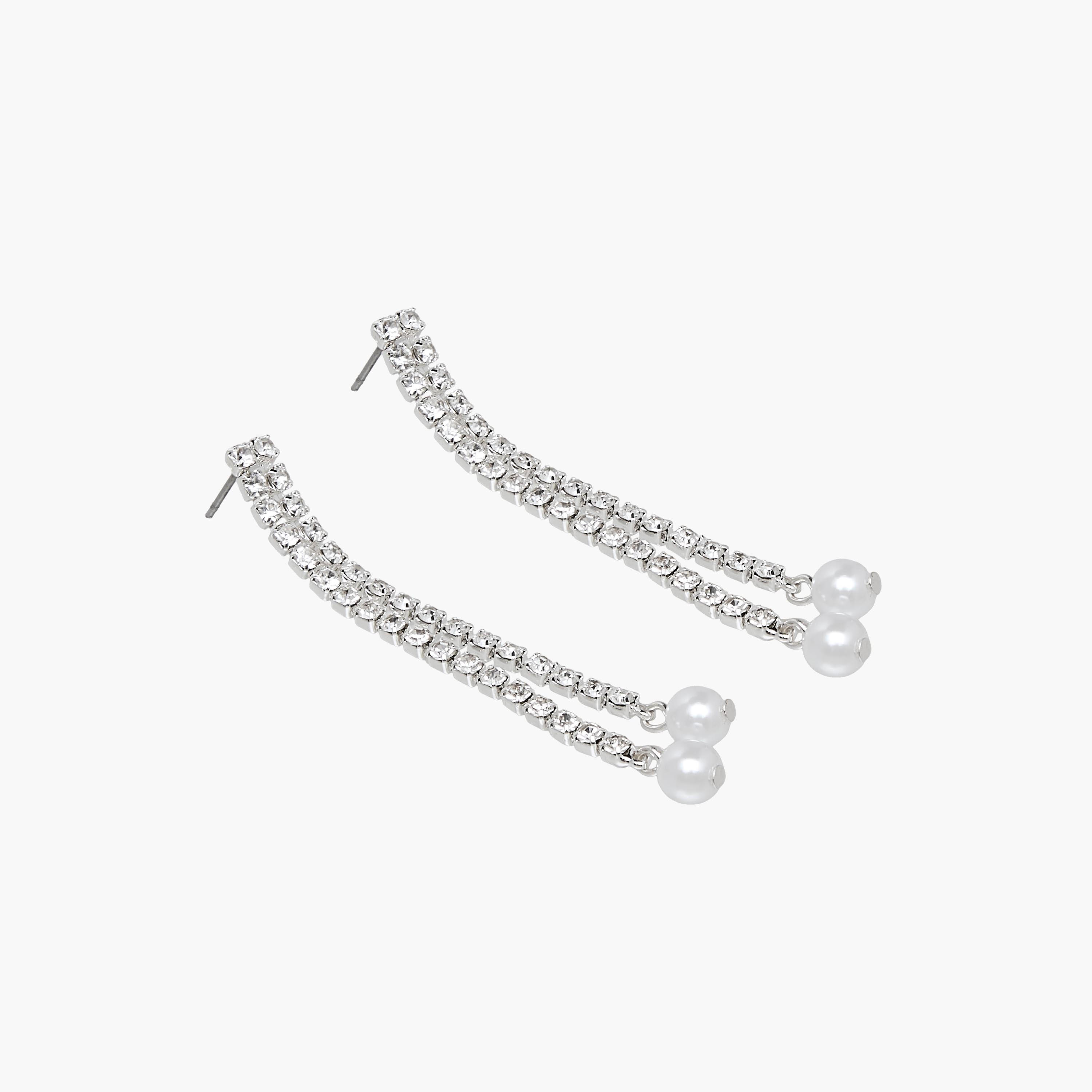 Gloo Pack of 3 Silver Tone Pearl Dangler Earrings with Pushback Closure-women-watchesandjewellery-jewellery-earrings-image-4