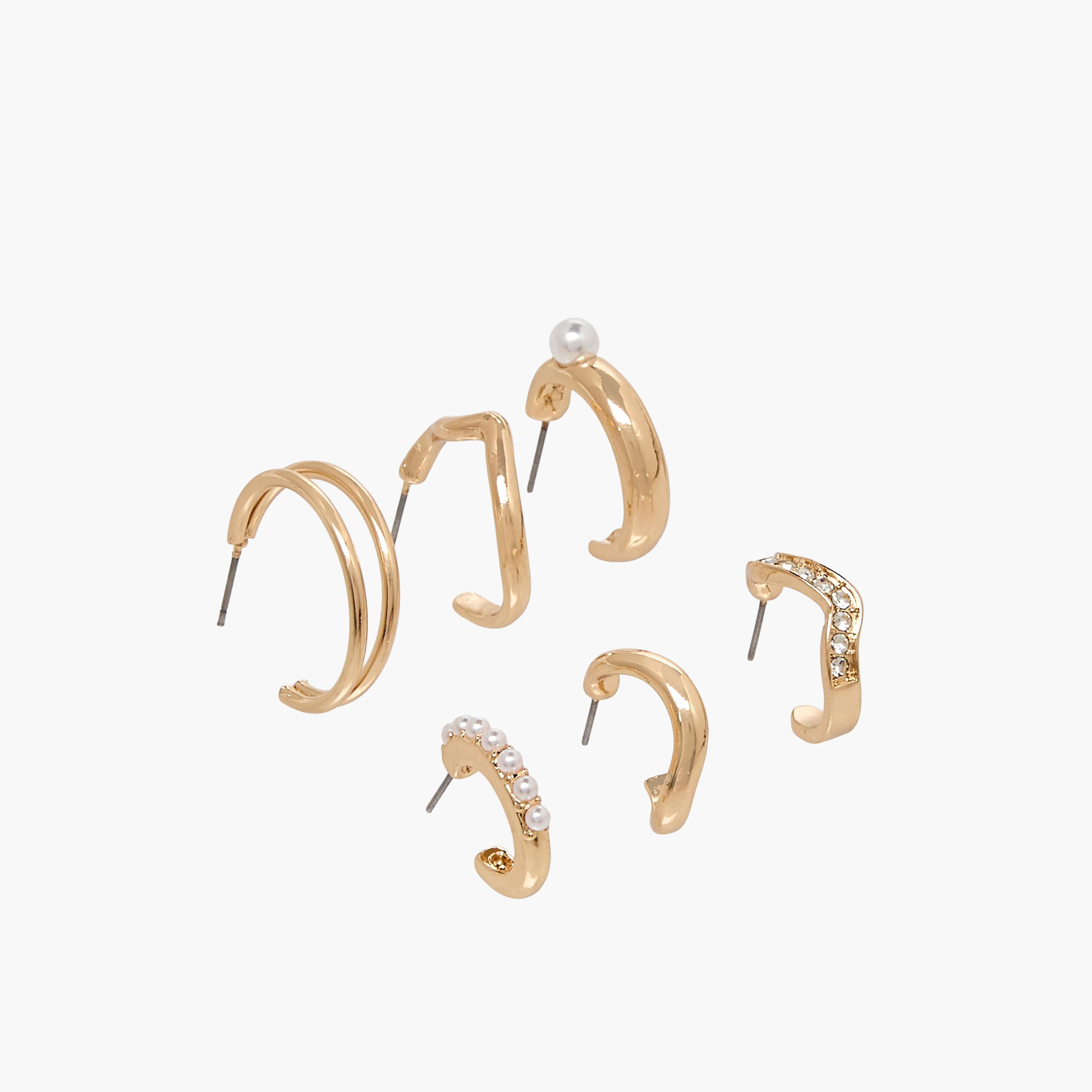 حلقان بلون ذهبي بمكبس إغلاق خلفي – طقم 6 قطع-women-watchesandjewellery-jewellery-earrings-image-3