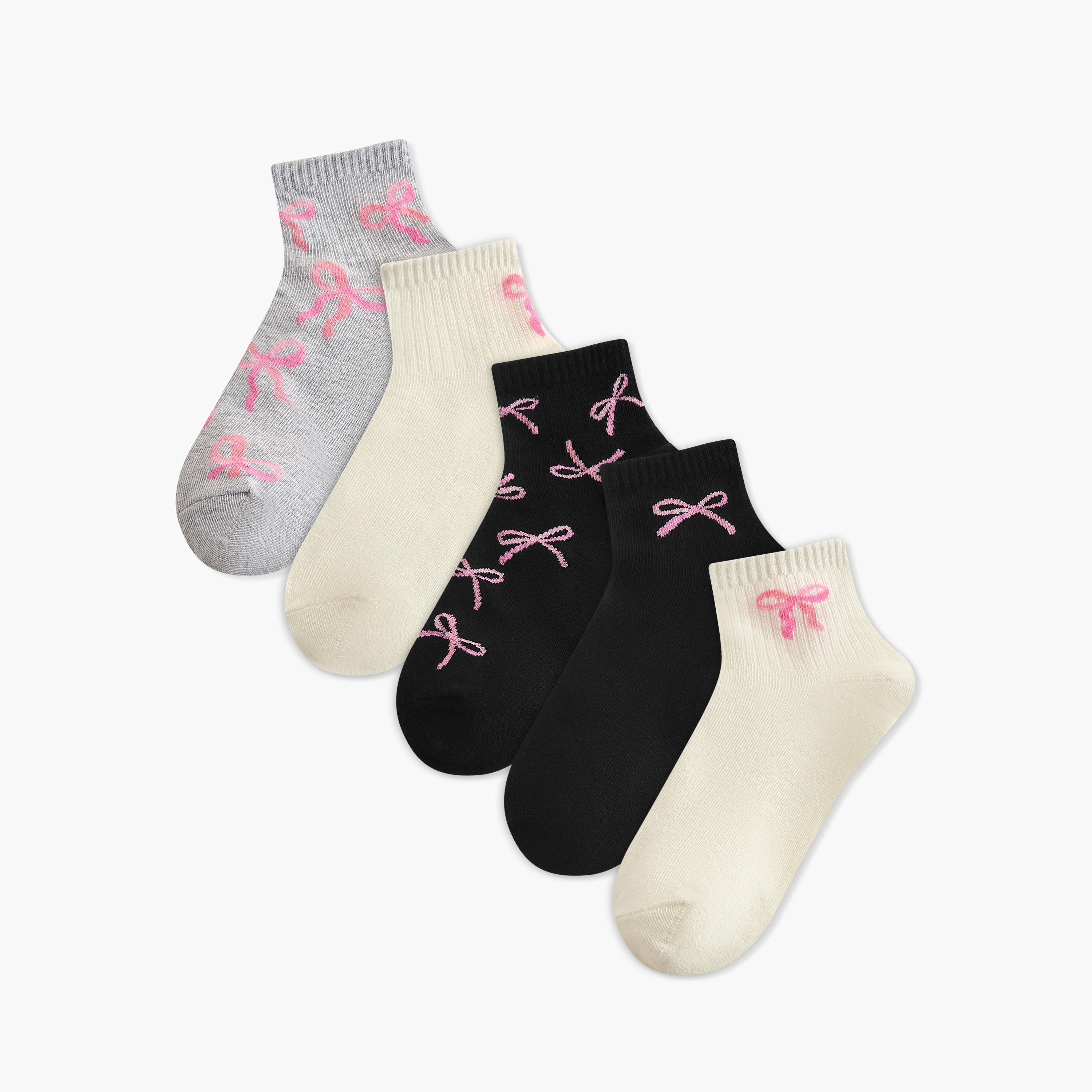 Pack of 5 Quarter Crew Length Socks-women-socksandstockings-image-1