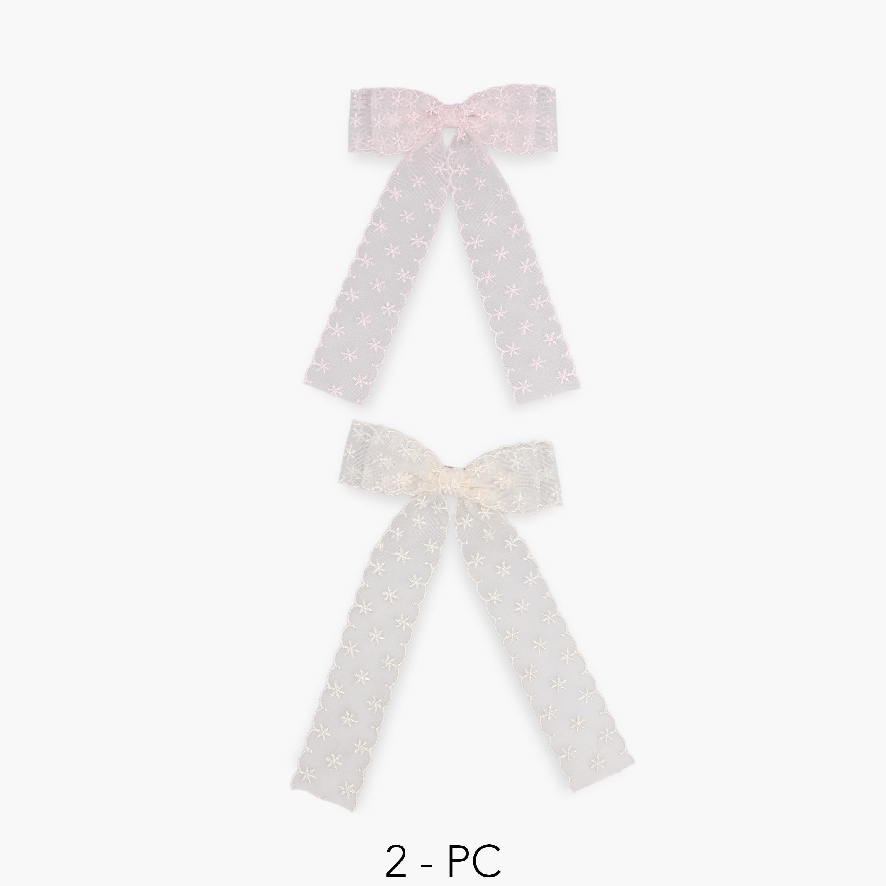 طقم مشابك شعر بفيونكة وتفاصيل دانتيل – قطعتين-women-hairaccessories-clips-image-1