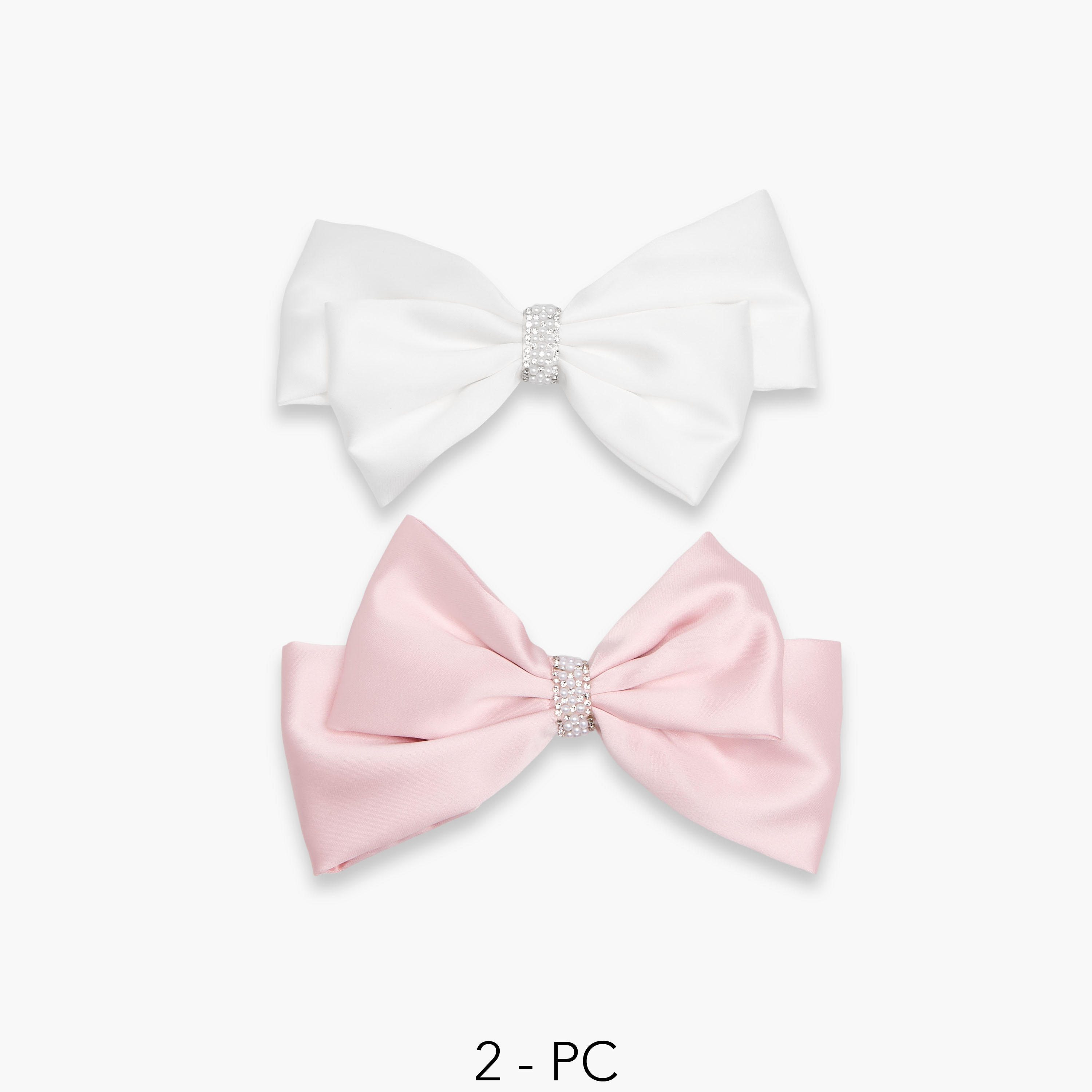 مشبك شعر بفيونكة وتزيينات - عبوة من قطعتين-women-hairaccessories-clips-image-1