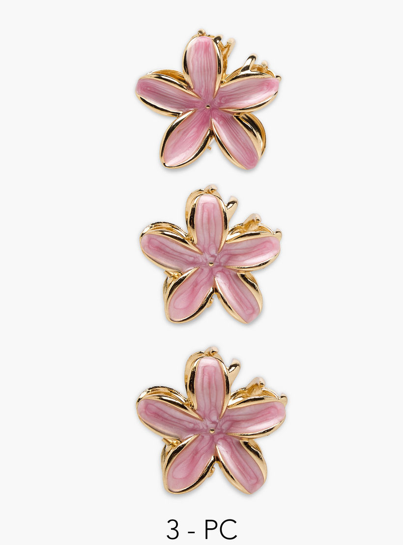 Pack of 3 Floral Hair Clamps with Enamel Design-women-hairaccessories-clamps-image-1