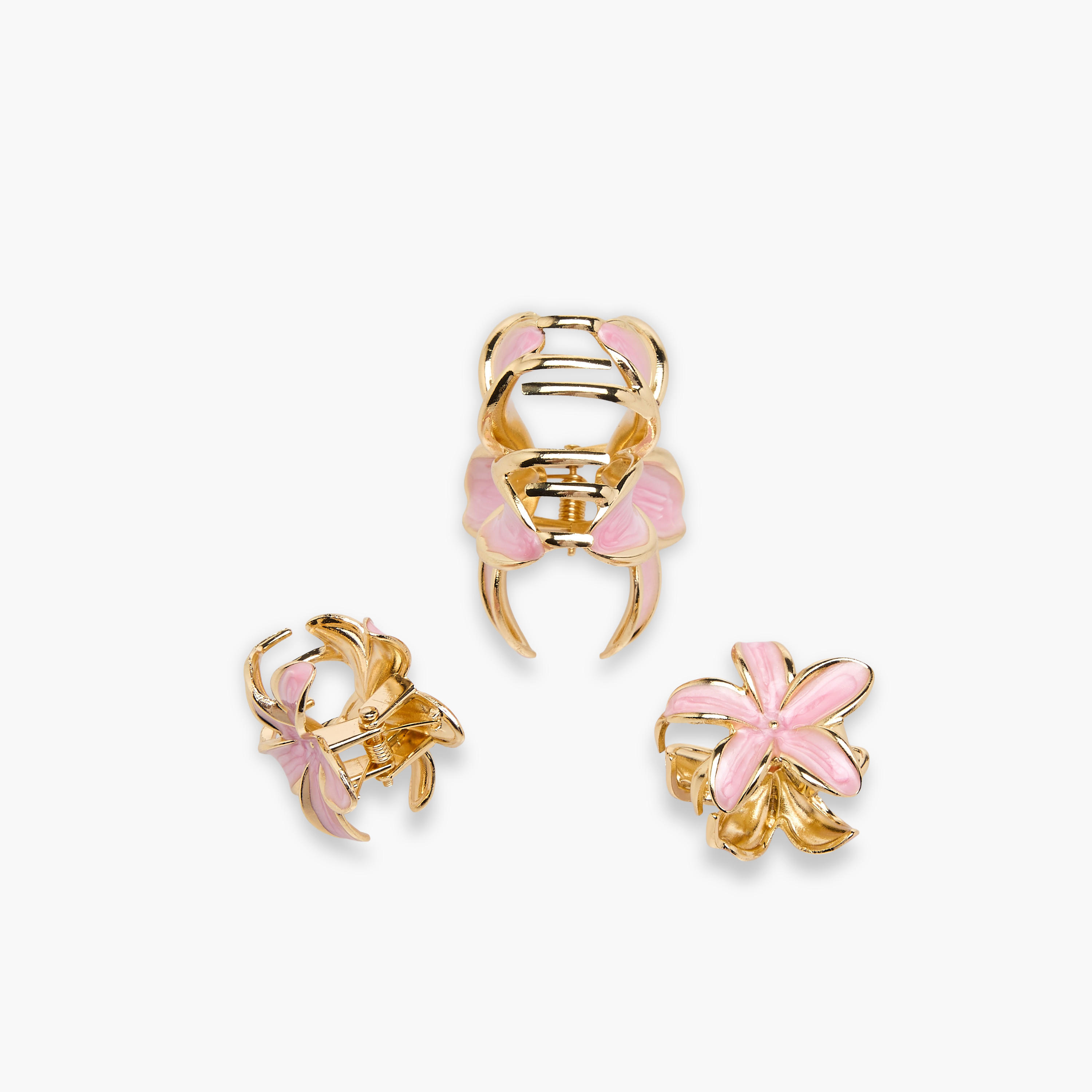 Pack of 3 Floral Hair Clamps with Enamel Design-women-hairaccessories-clamps-image-7