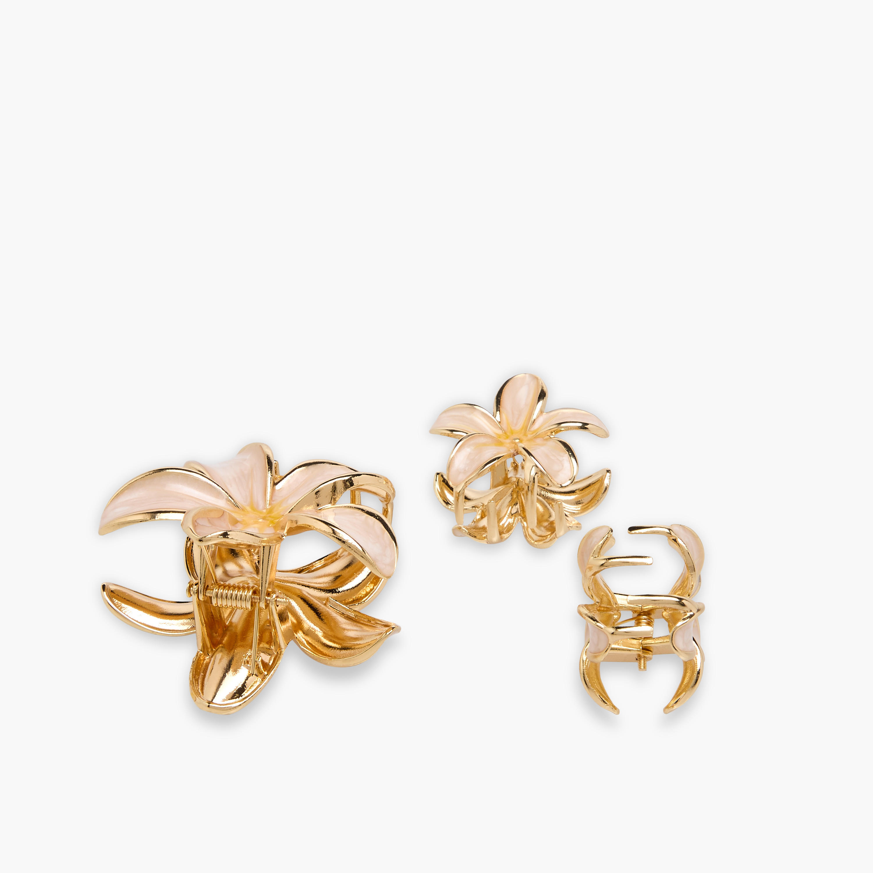 Pack of 3 Floral Hair Clamps with Enamel Design-women-hairaccessories-clamps-image-7