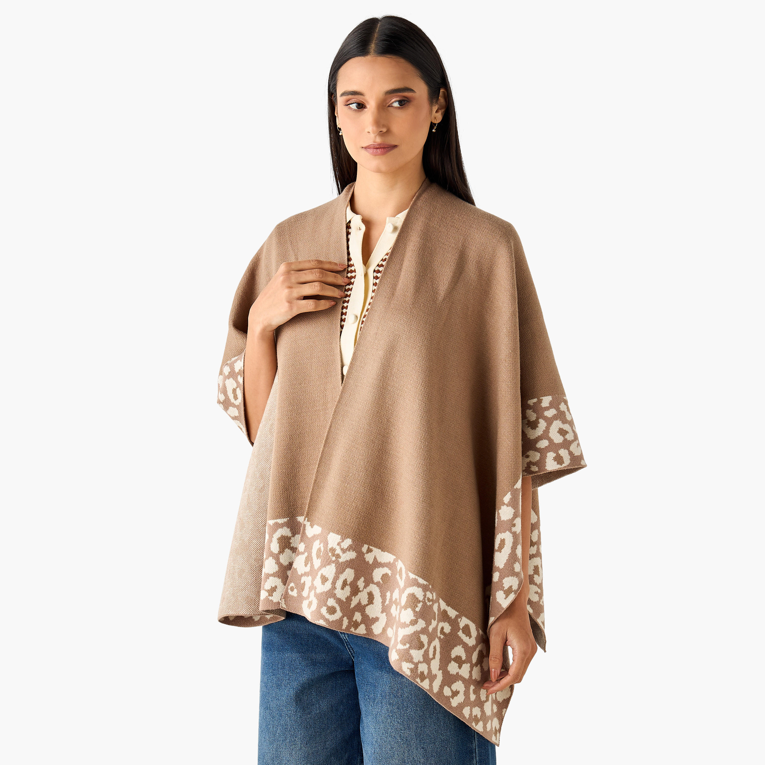 Cape Animal Print Beige-women-winterwear-scarves-image-1