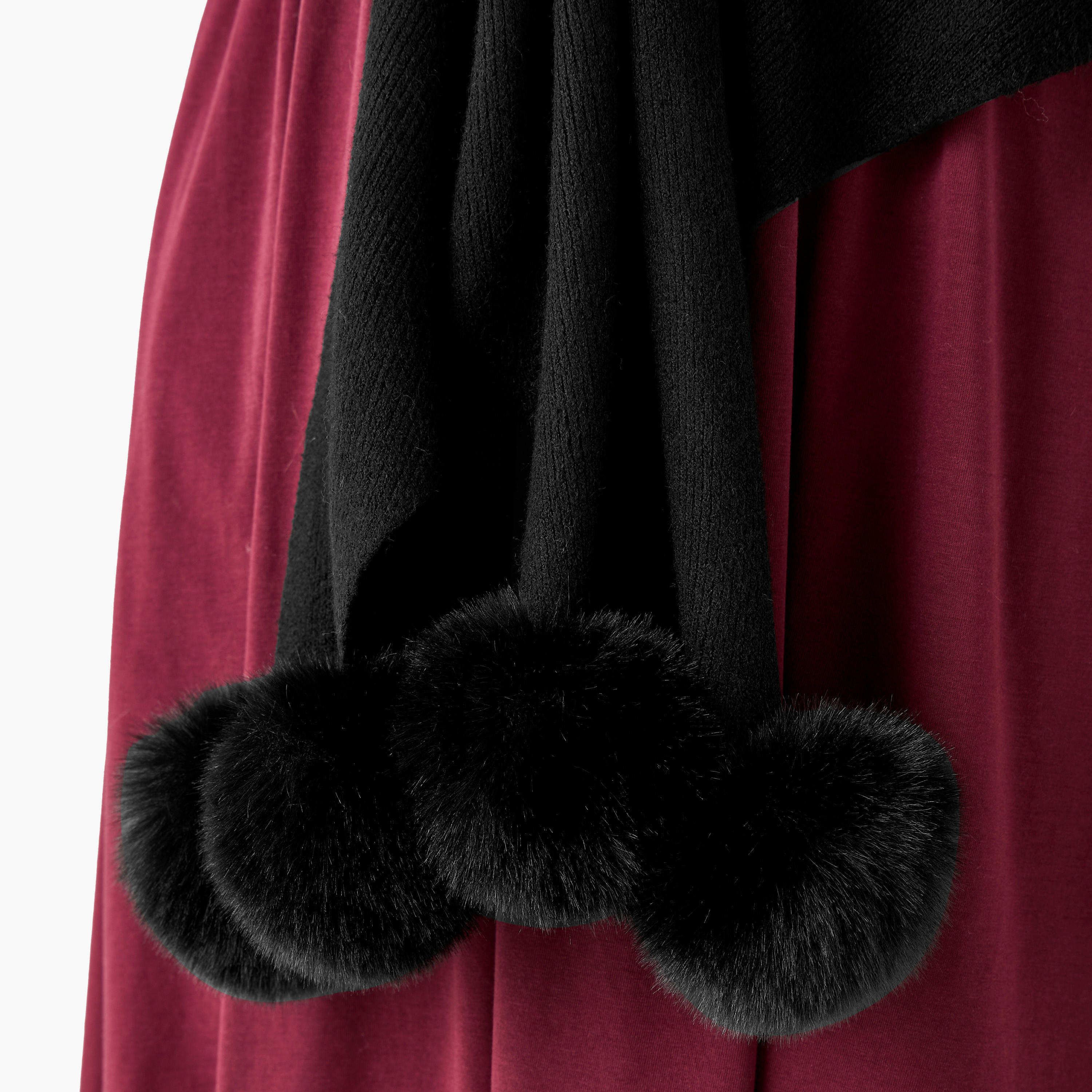 Scarf Cape Shaped with Fur Detail-women-winterwear-scarves-image-3