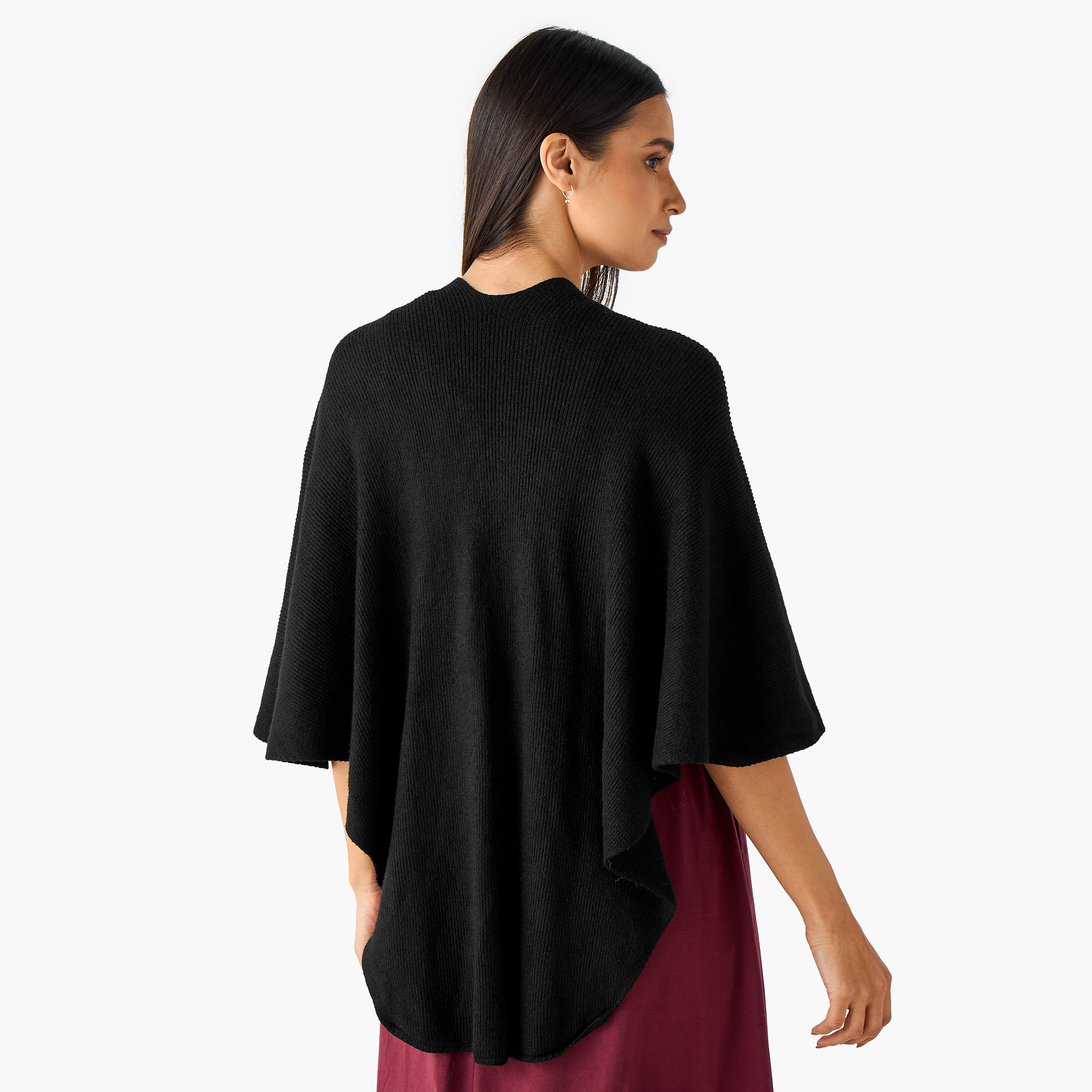 Scarf Cape Shaped with Fur Detail-women-winterwear-scarves-image-4
