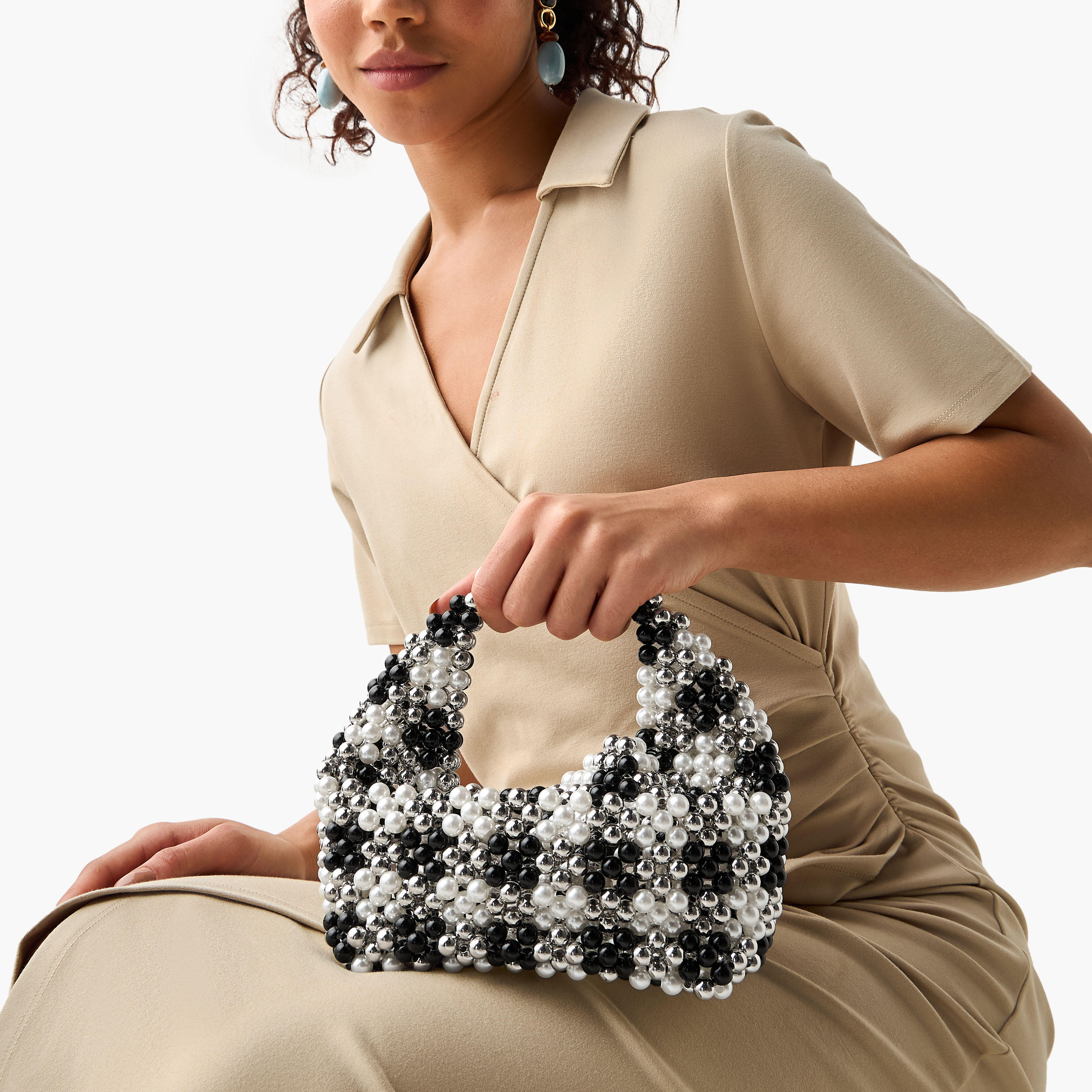 Beaded Pearl Embellished Hobo Bag-women-bagsandwallets-handbags-image-2