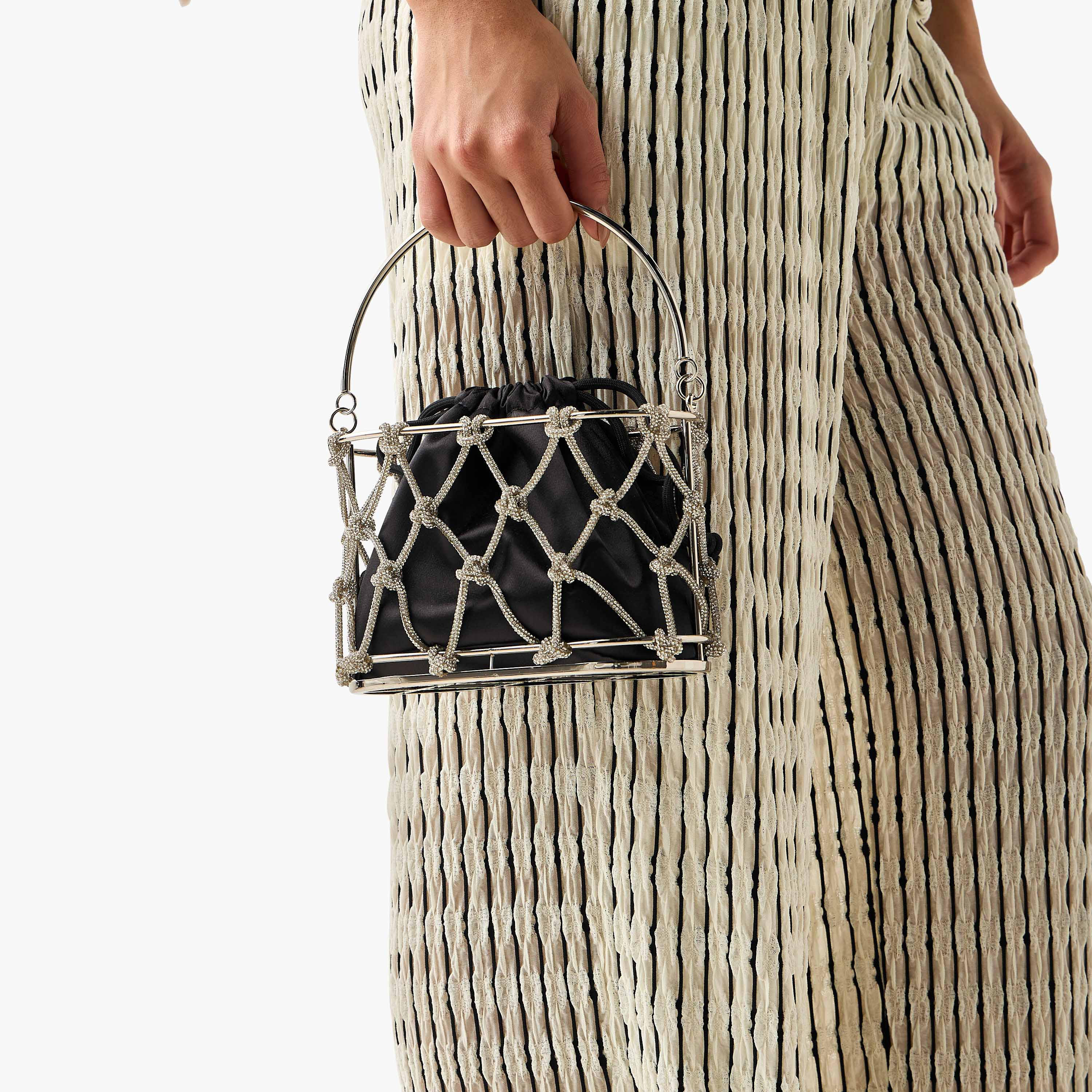 Crystal Embellished Bucket Bag with Drawstring Closure-women-bagsandwallets-handbags-image-2