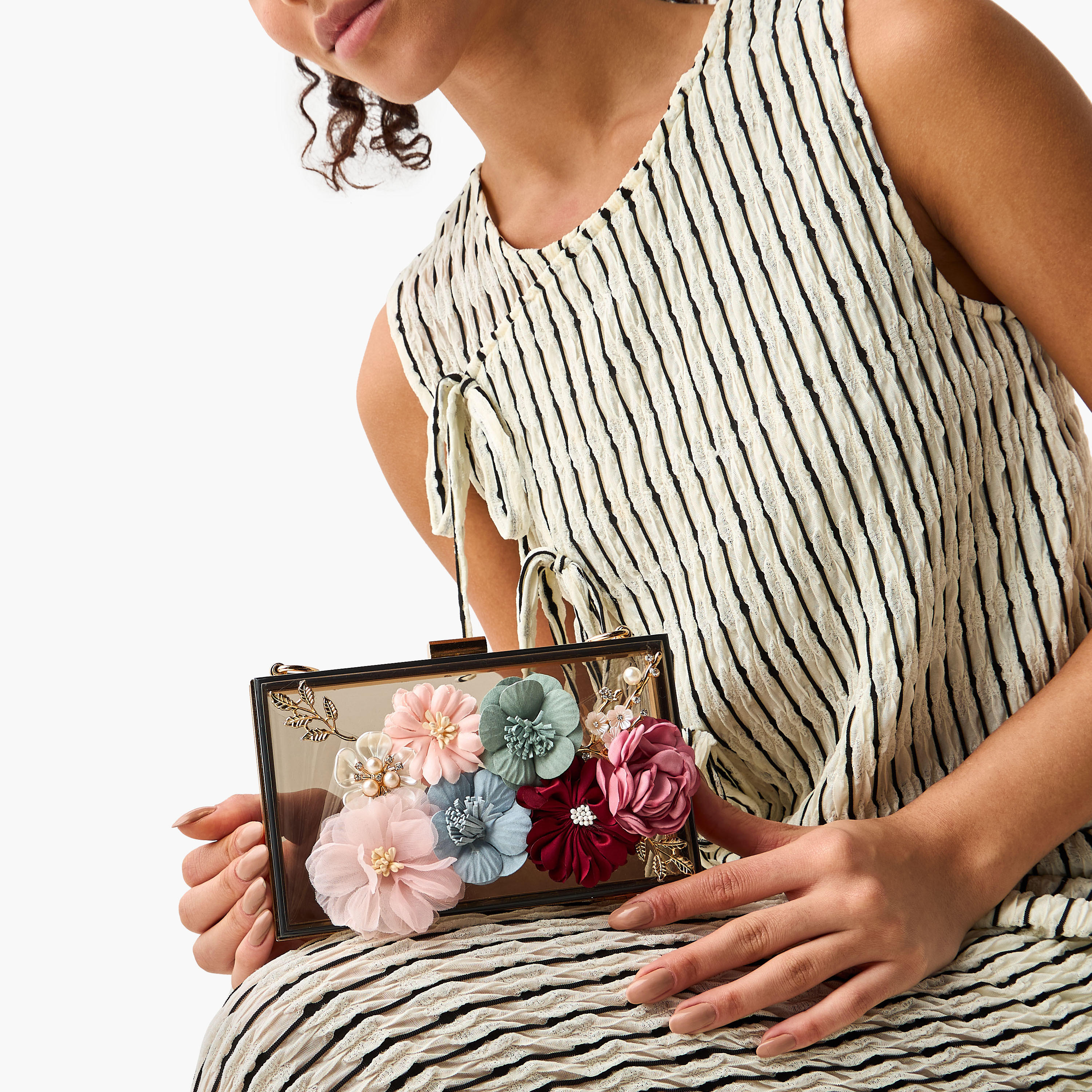 Floral Accent Clutch with Detachable Chain Strap-women-bagsandwallets-handbags-image-4
