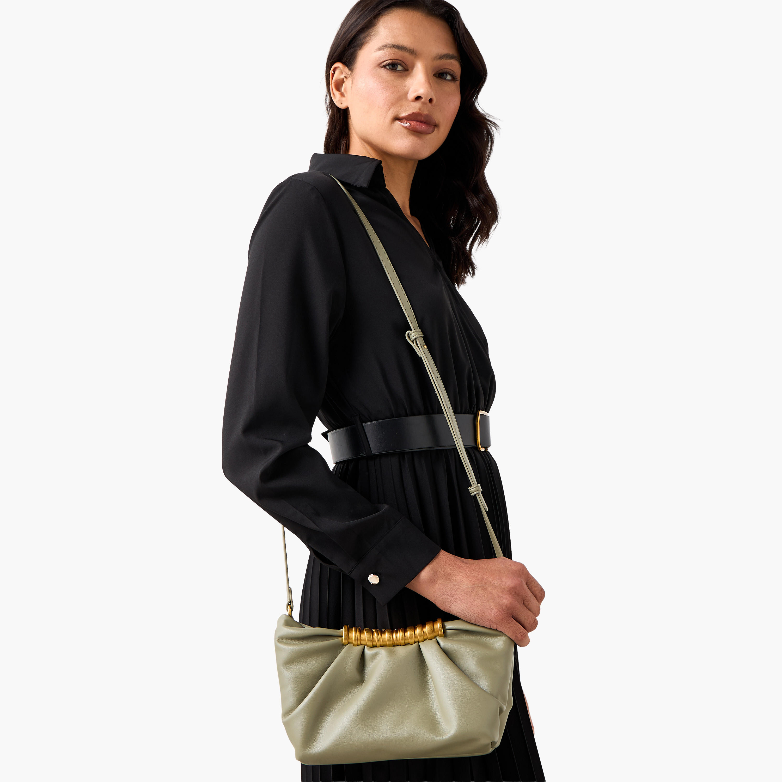 Ruched Crossbody Bag with Adjustable Strap-women-bagsandwallets-handbags-image-2