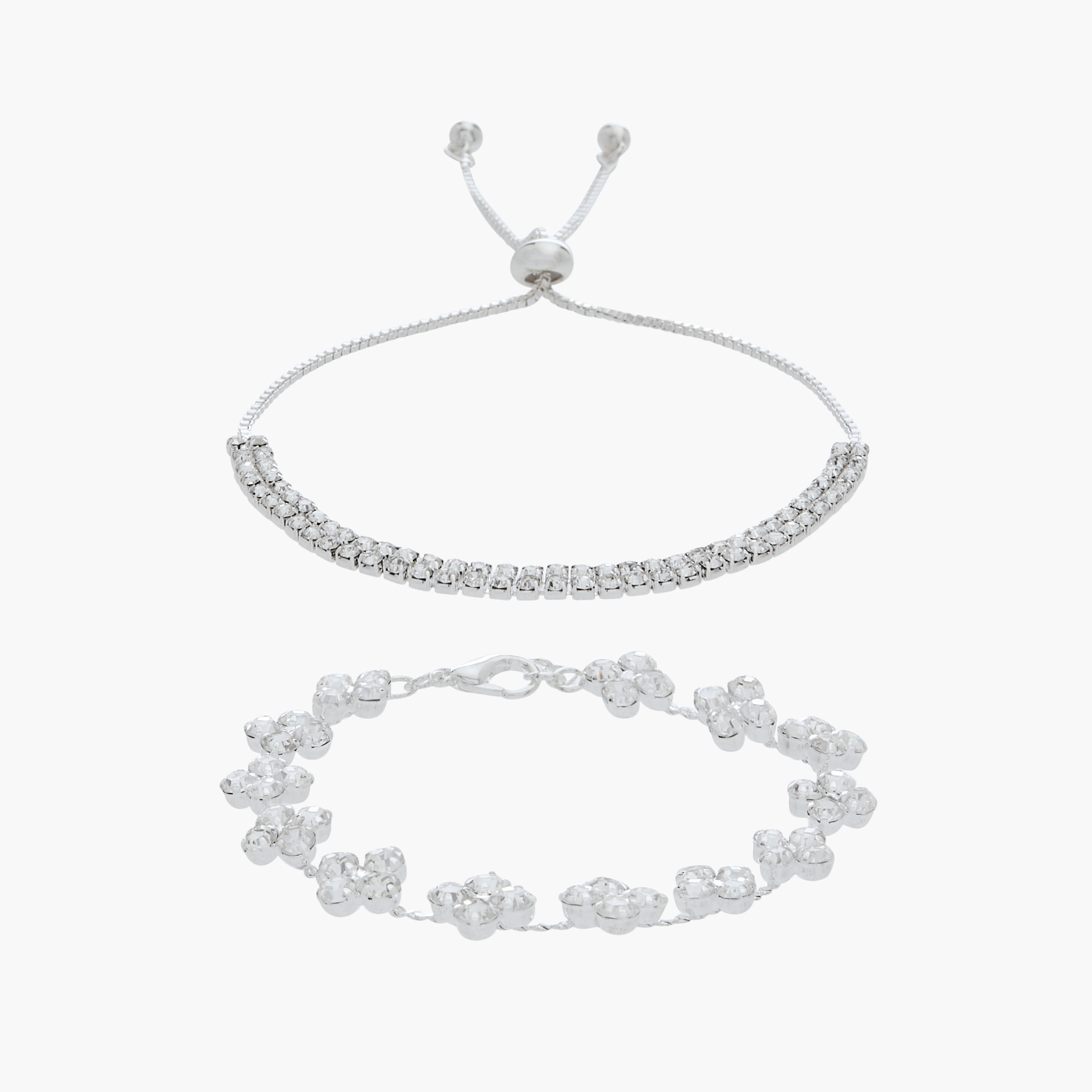 Pack of 2 Silver Tone Embellished Bracelet-women-watchesandjewellery-jewellery-banglesandbracelets-image-1