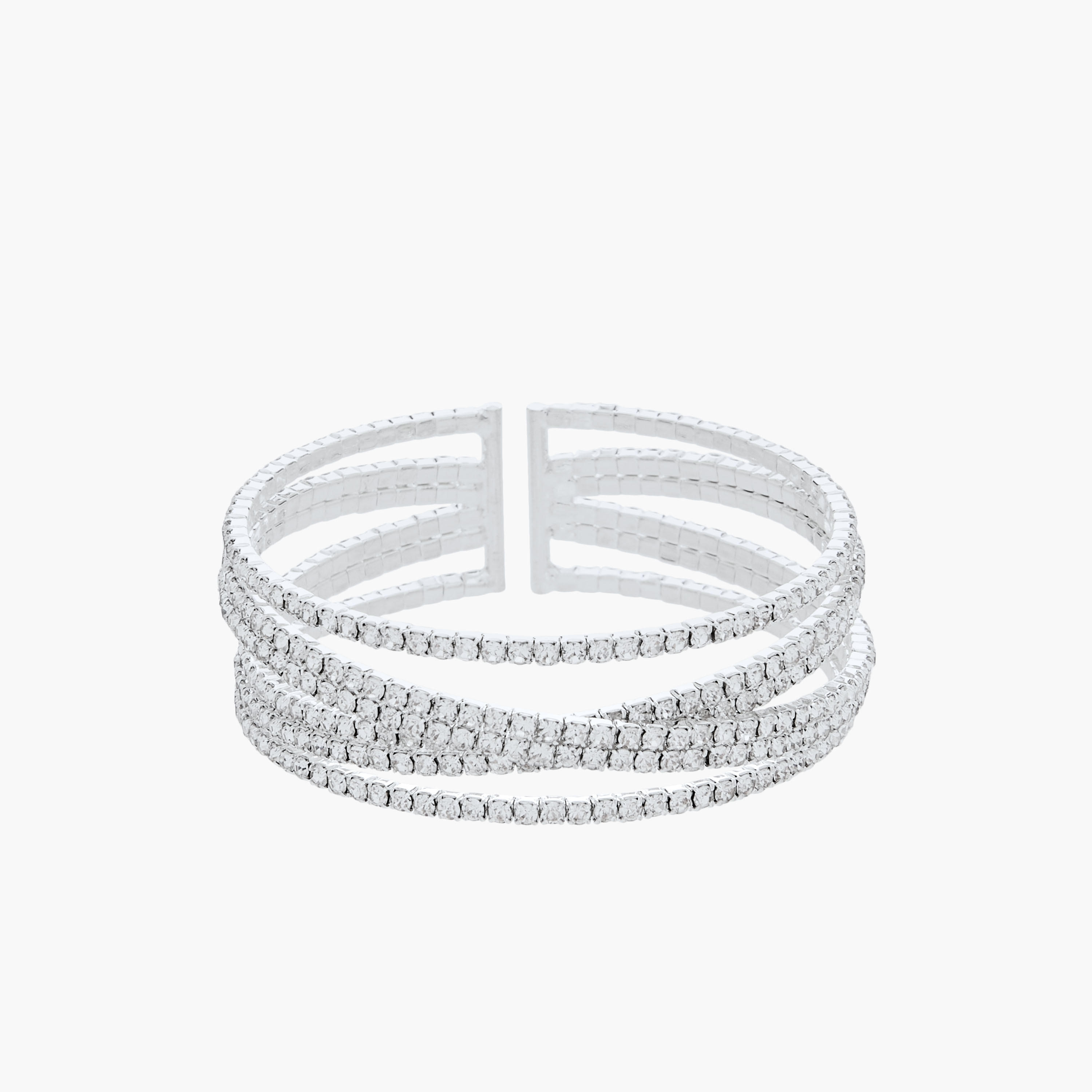 Silver Tone Stone Embellished Cuff Bracelet-women-watchesandjewellery-jewellery-banglesandbracelets-image-1