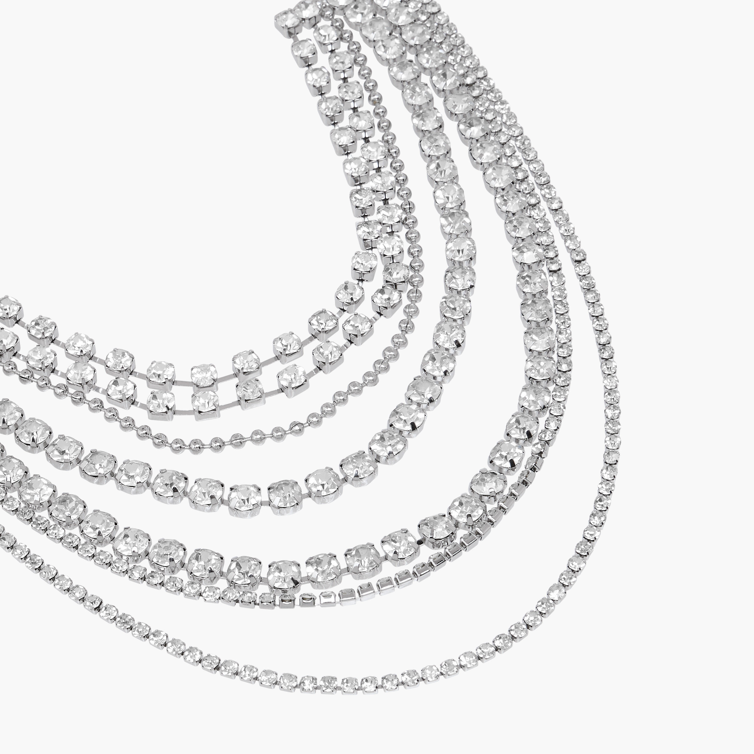 Silver Tone Stone Embellished Layered Choker Necklace-women-watchesandjewellery-jewellery-necklacesandpendants-image-3
