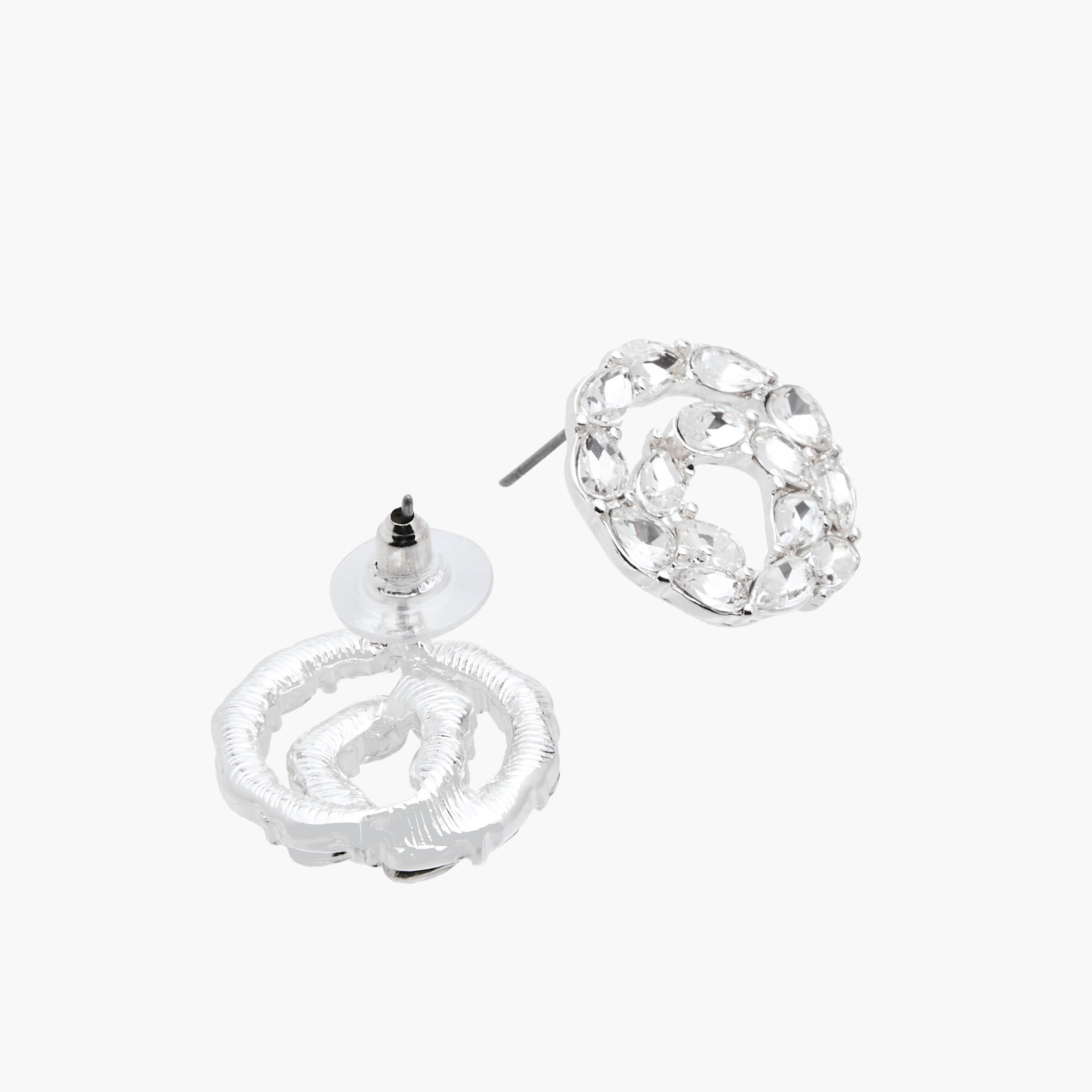 Metallic Embellished Stud Earrings with Pushback Closure-women-watchesandjewellery-jewellery-earrings-image-5