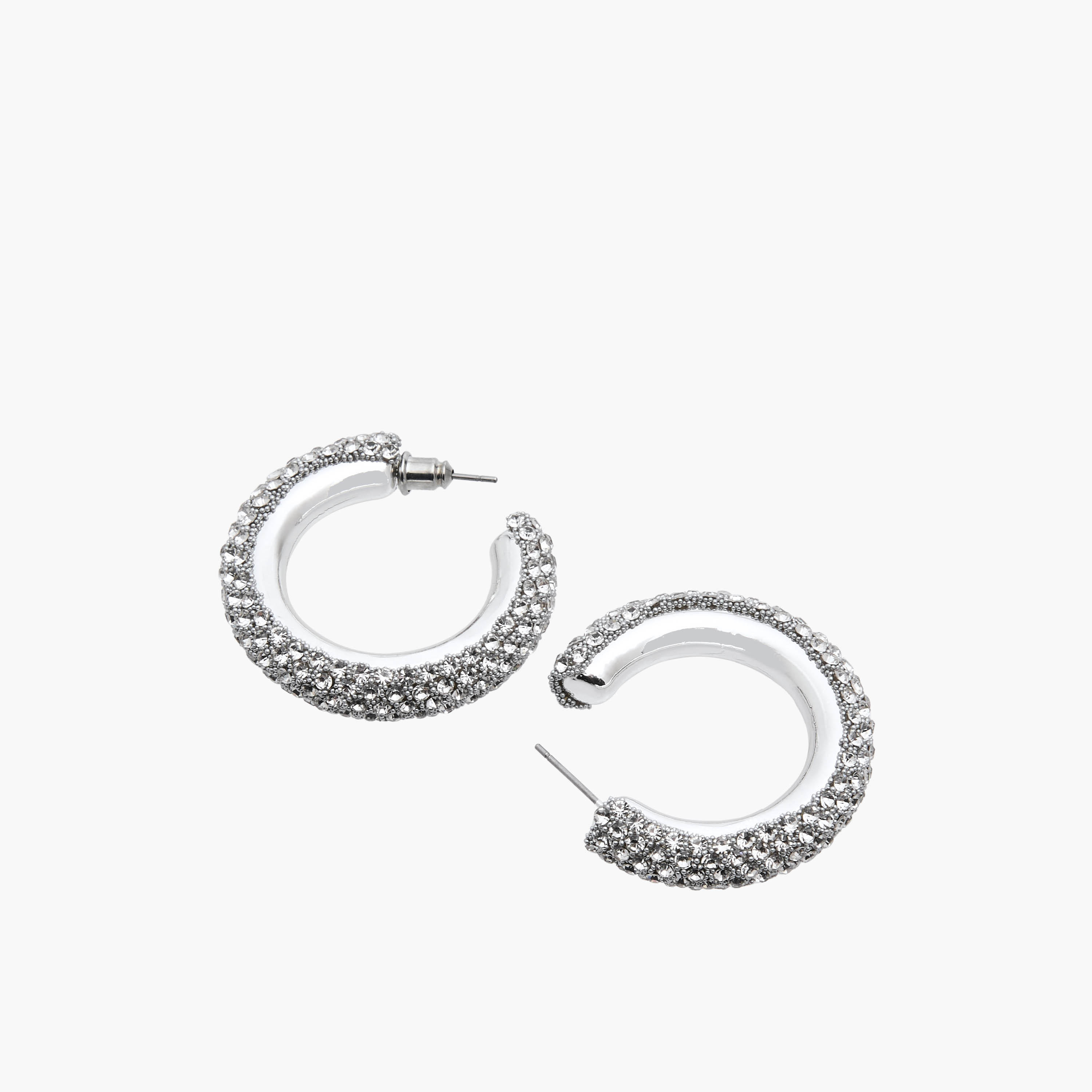حلقان طوق ميتالك مزيّن مع مكبس إغلاق خلفي-women-watchesandjewellery-jewellery-earrings-image-5