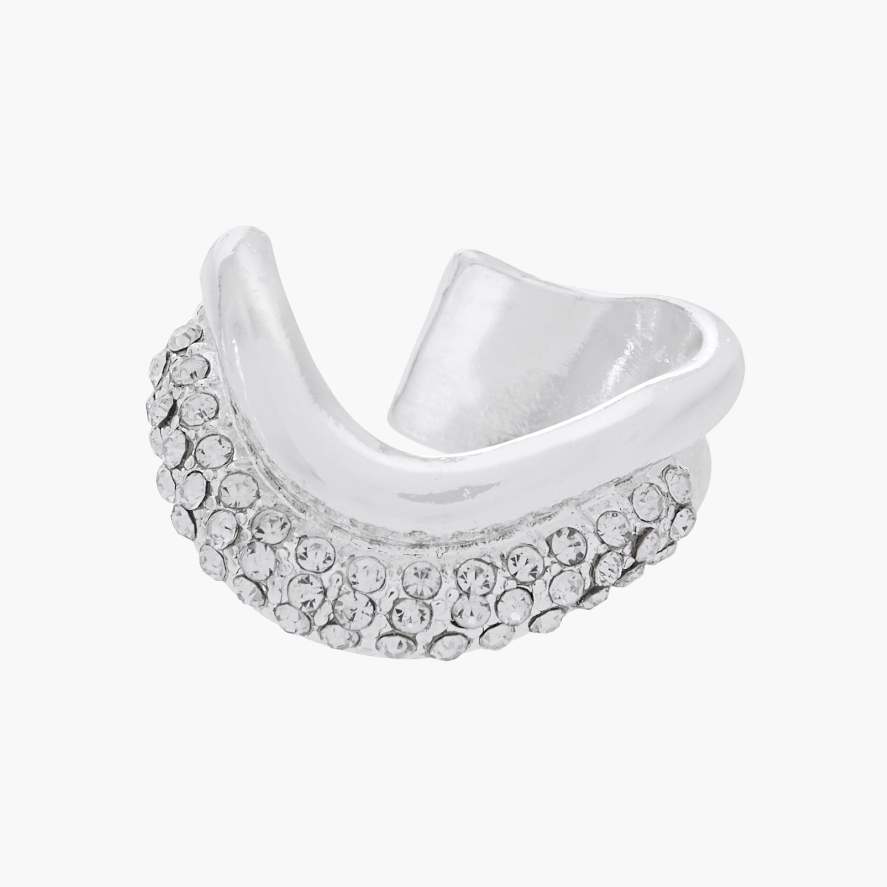 Silver Tone Stone Embellished Hoop Earrings with Pushback Closure-women-watchesandjewellery-jewellery-earrings-image-7