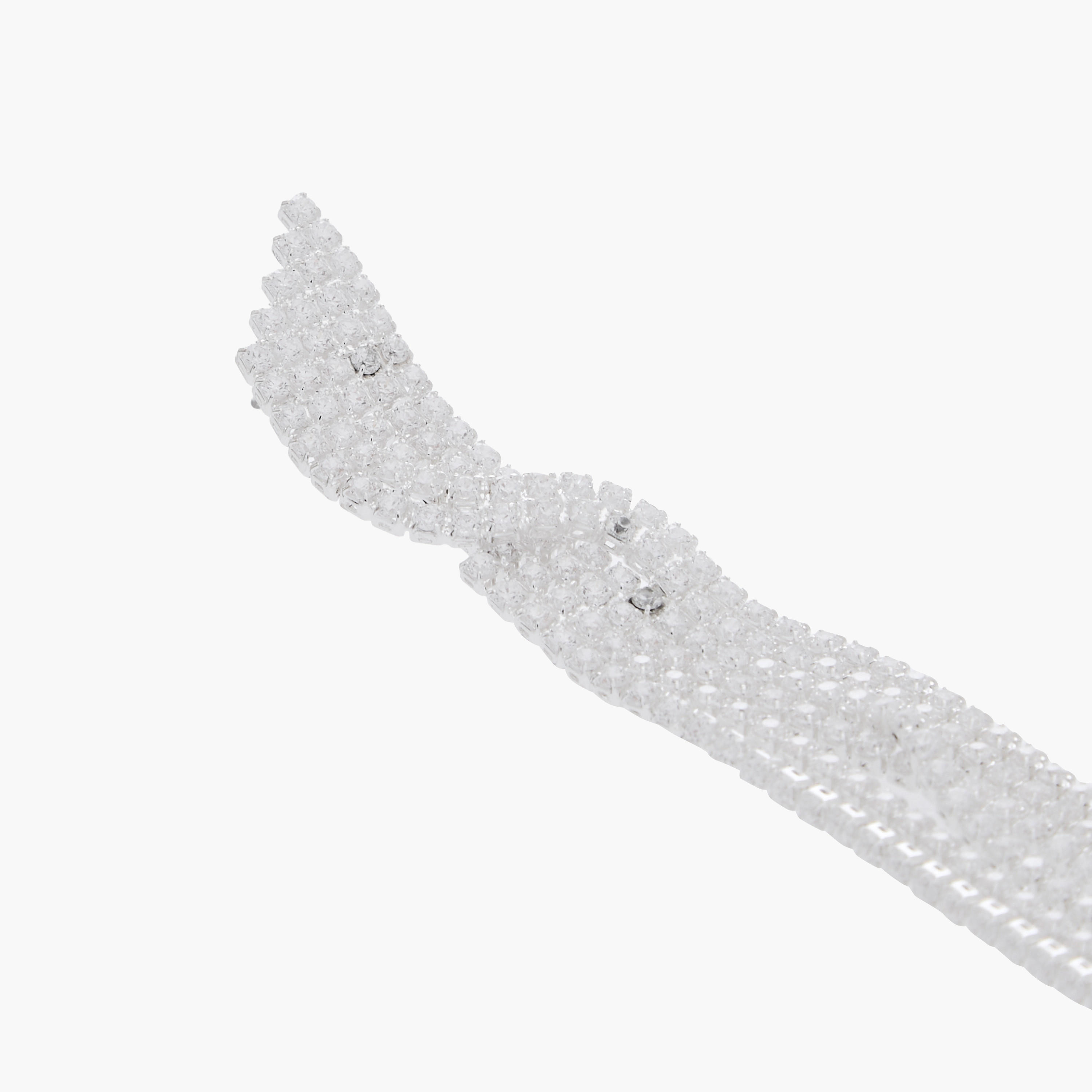 Silver Tone Cubic Zirconia Embellished Drop Earrings with Pushback Closure-women-watchesandjewellery-jewellery-earrings-image-5