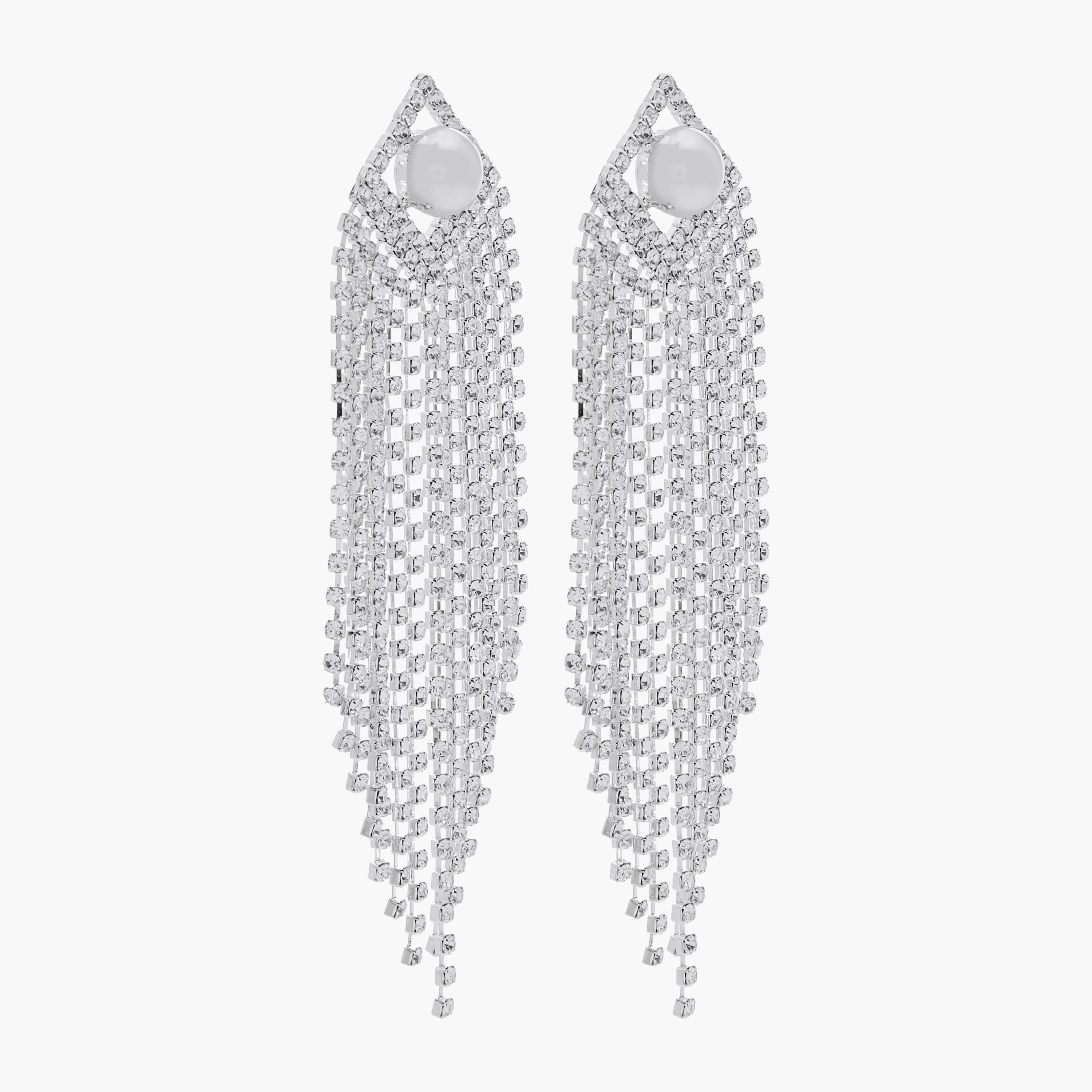 أقراط شراشيب معدنية مزينة بمكبس إغلاق خلفي-women-watchesandjewellery-jewellery-earrings-image-3
