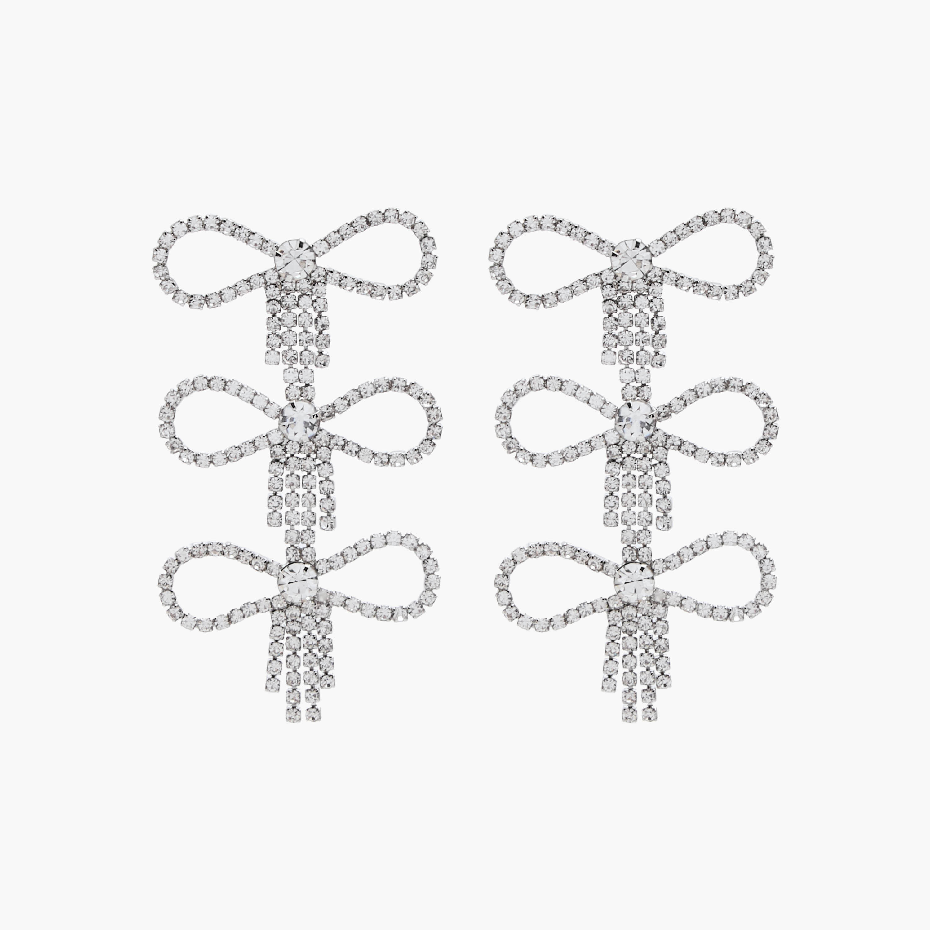 Silver Finish Bow Shape Drop Earrings with Pushback Closure-women-watchesandjewellery-jewellery-earrings-image-1