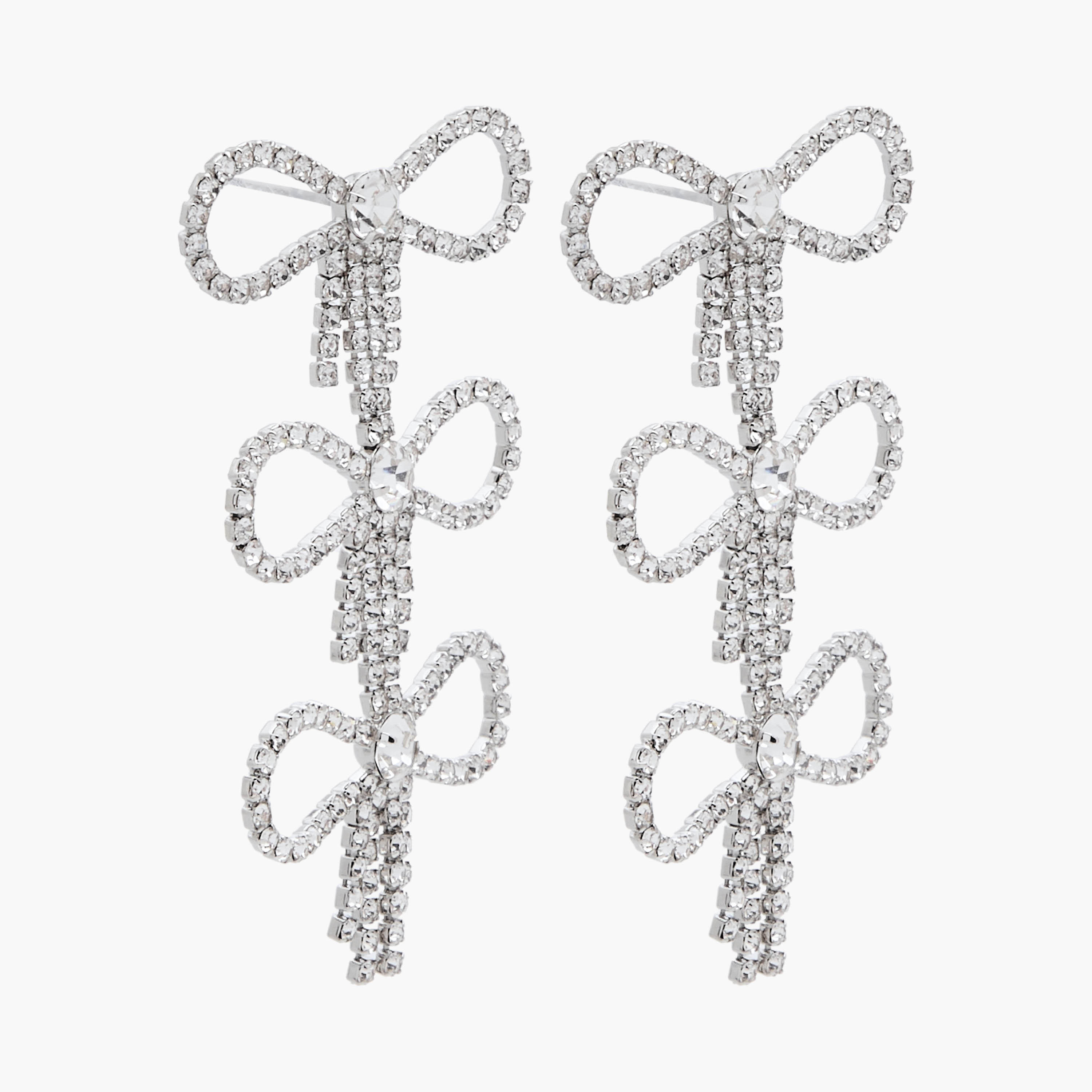 Silver Finish Bow Shape Drop Earrings with Pushback Closure-women-watchesandjewellery-jewellery-earrings-image-3