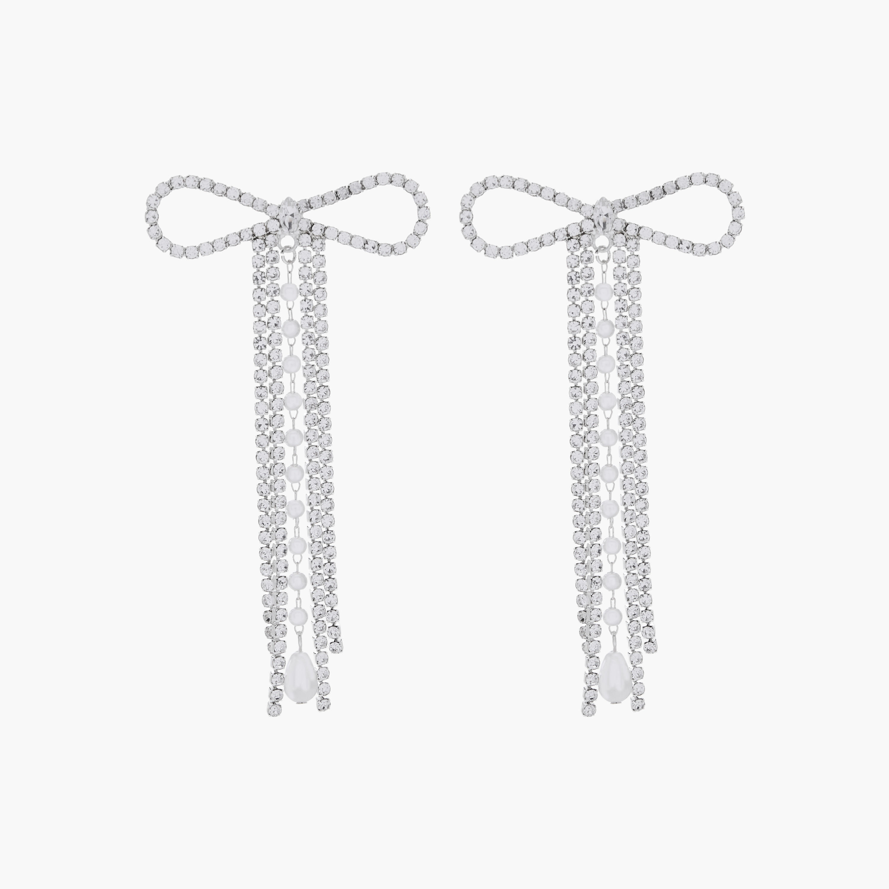 حلق متدلي فضي اللون بفيونكة مزينة وبمكبس إغلاق خلفي-women-watchesandjewellery-jewellery-earrings-image-5