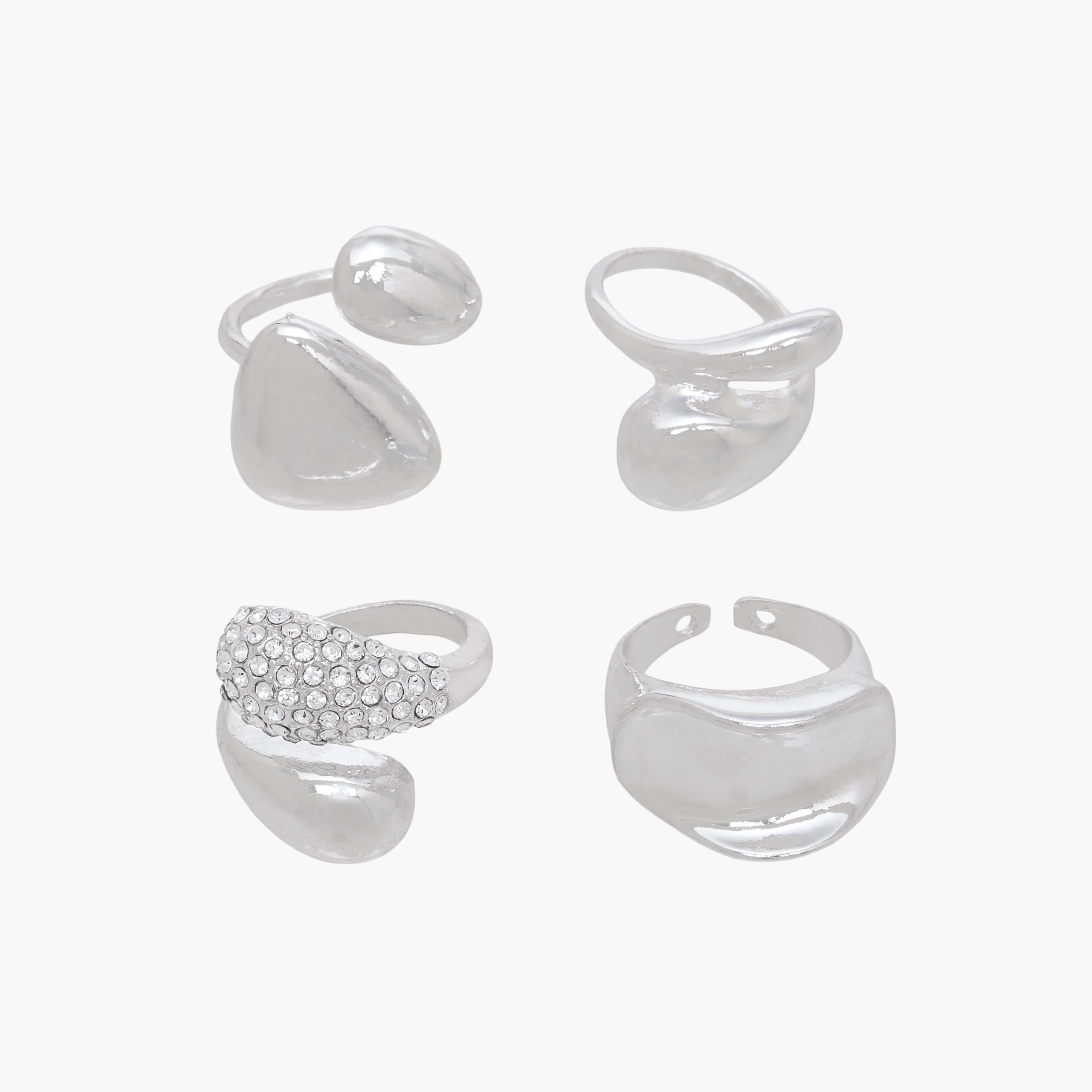 خواتم كرات متنوعة بلون فضي - طقم من 4 قطع-women-watchesandjewellery-jewellery-rings-image-4
