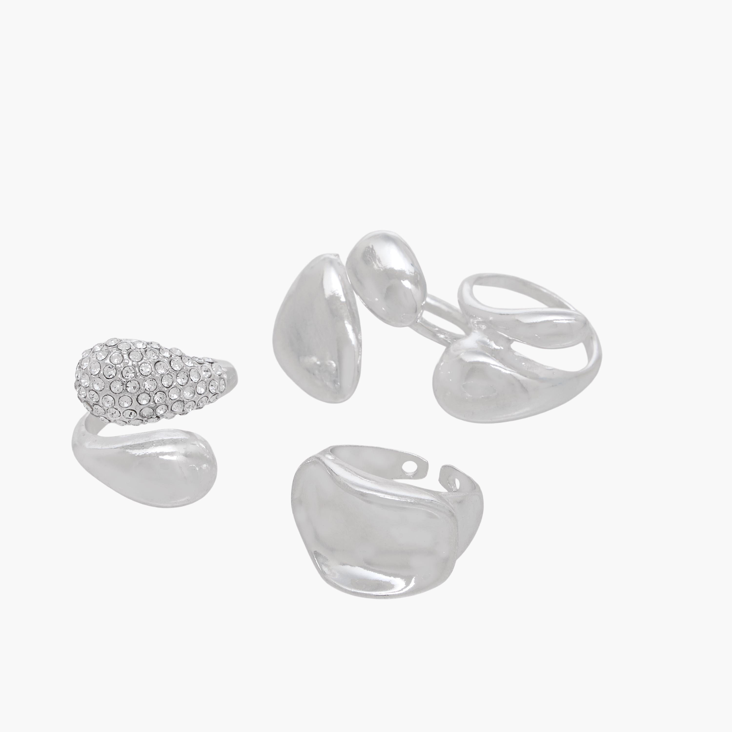 خواتم كرات متنوعة بلون فضي - طقم من 4 قطع-women-watchesandjewellery-jewellery-rings-image-2