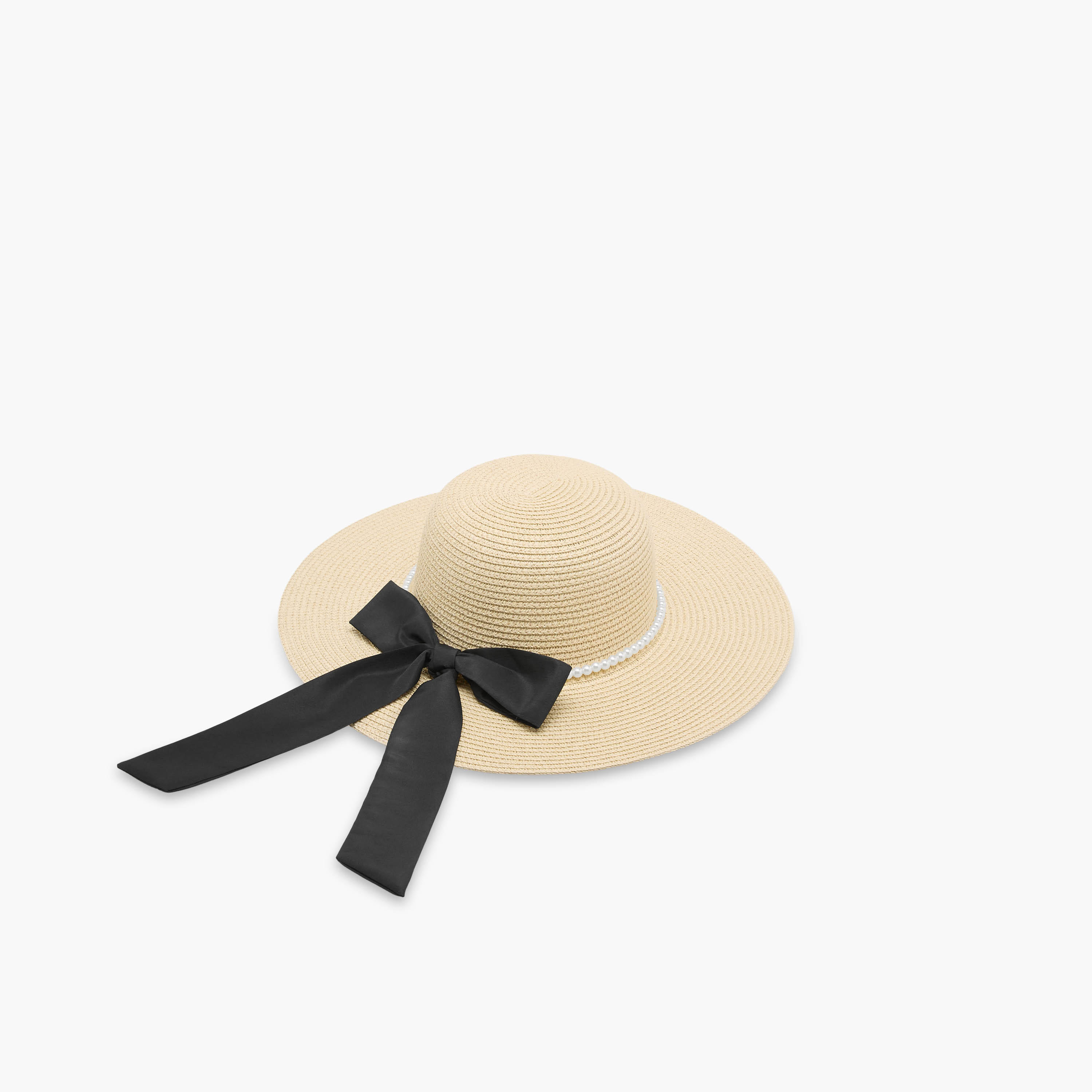 قبعة شاطئ بقصة لؤلؤ وفيونكة بارزة الملمس-women-clothingaccessories-capsandhats-image-7