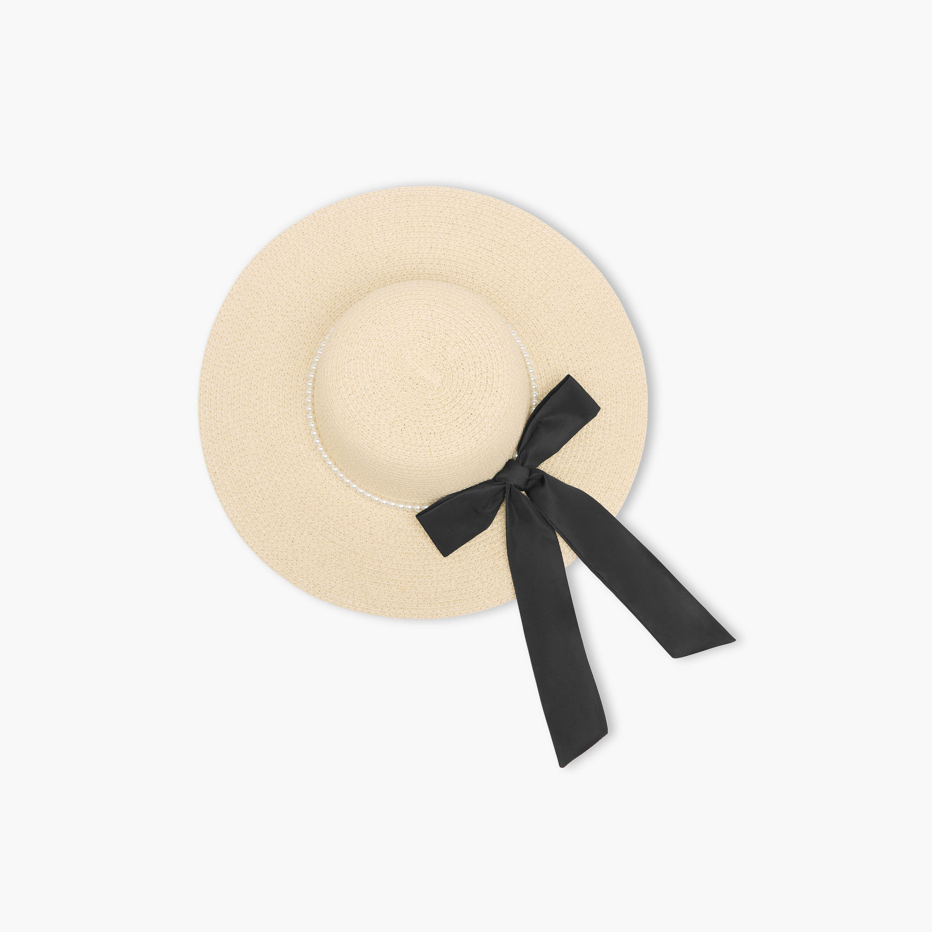 قبعة شاطئ بقصة لؤلؤ وفيونكة بارزة الملمس-women-clothingaccessories-capsandhats-image-5