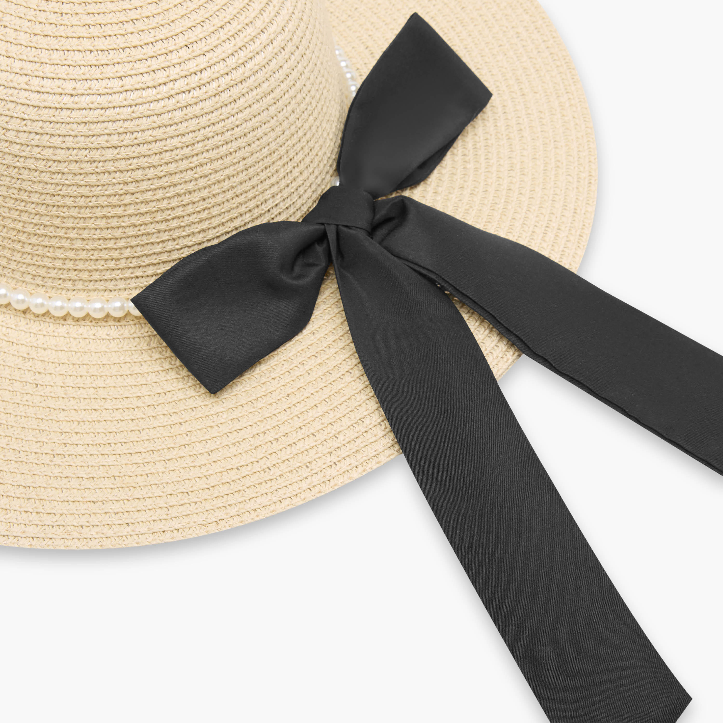 قبعة شاطئ بقصة لؤلؤ وفيونكة بارزة الملمس-women-clothingaccessories-capsandhats-image-4