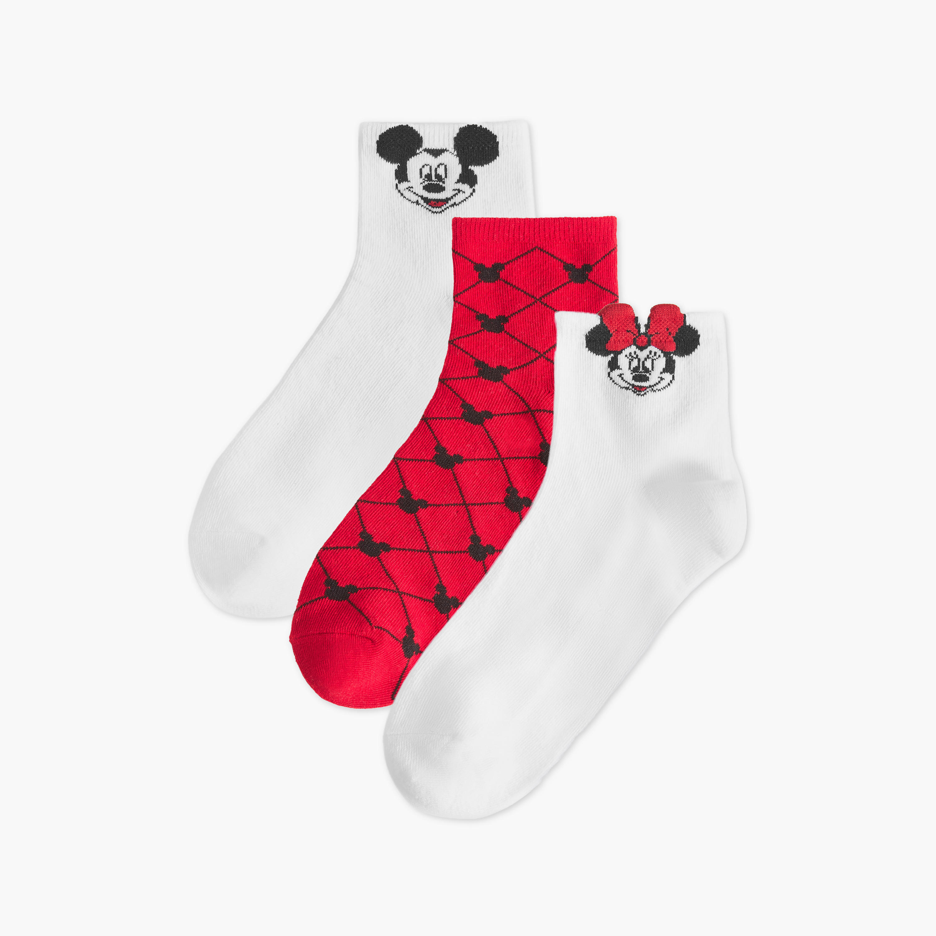 عبوة من 3 جوارب بطول ربعي بطبعة ميكي وميني ماوس-women-socksandstockings-image-1