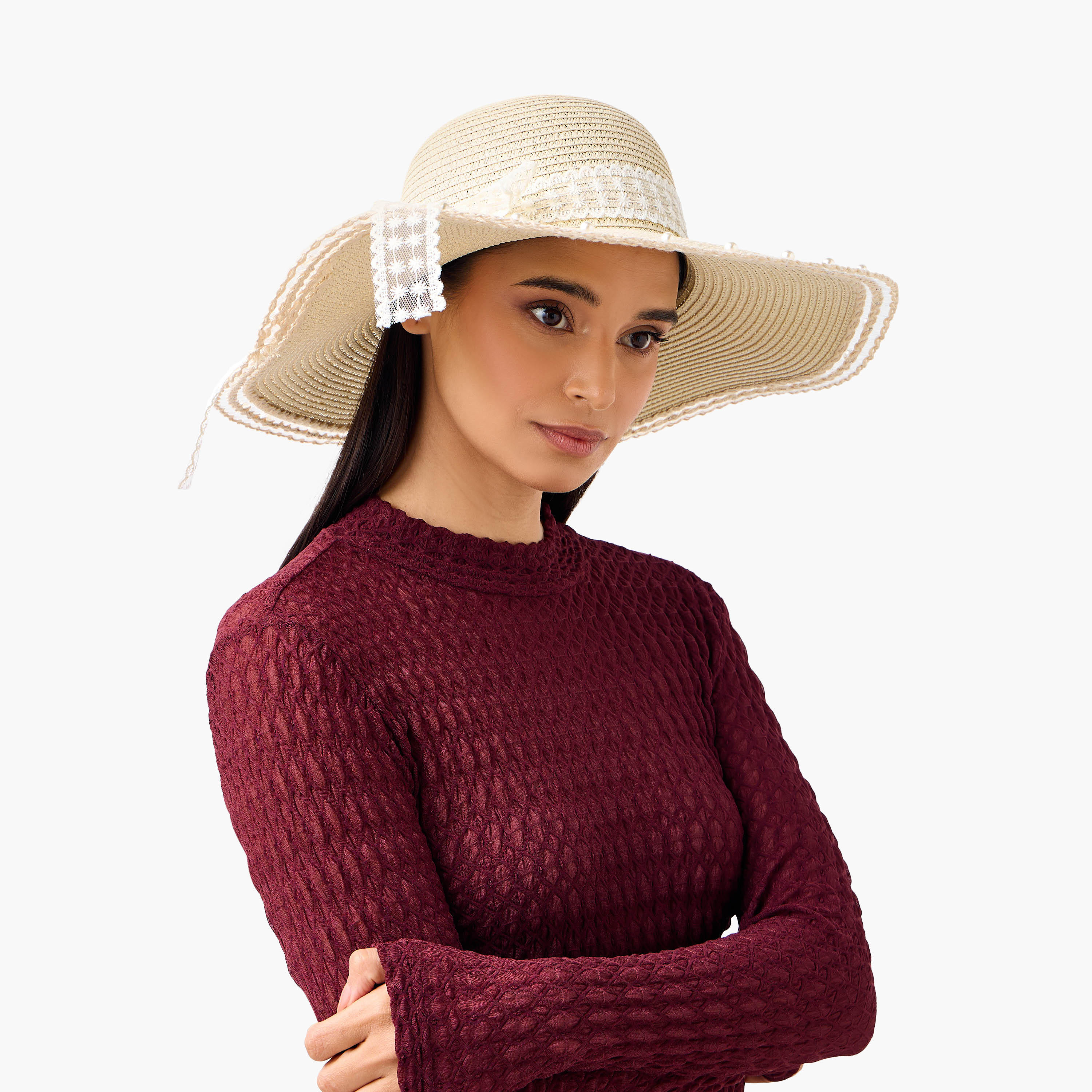 Textured Pearl and Lace Beach Hat-women-clothingaccessories-capsandhats-image-2