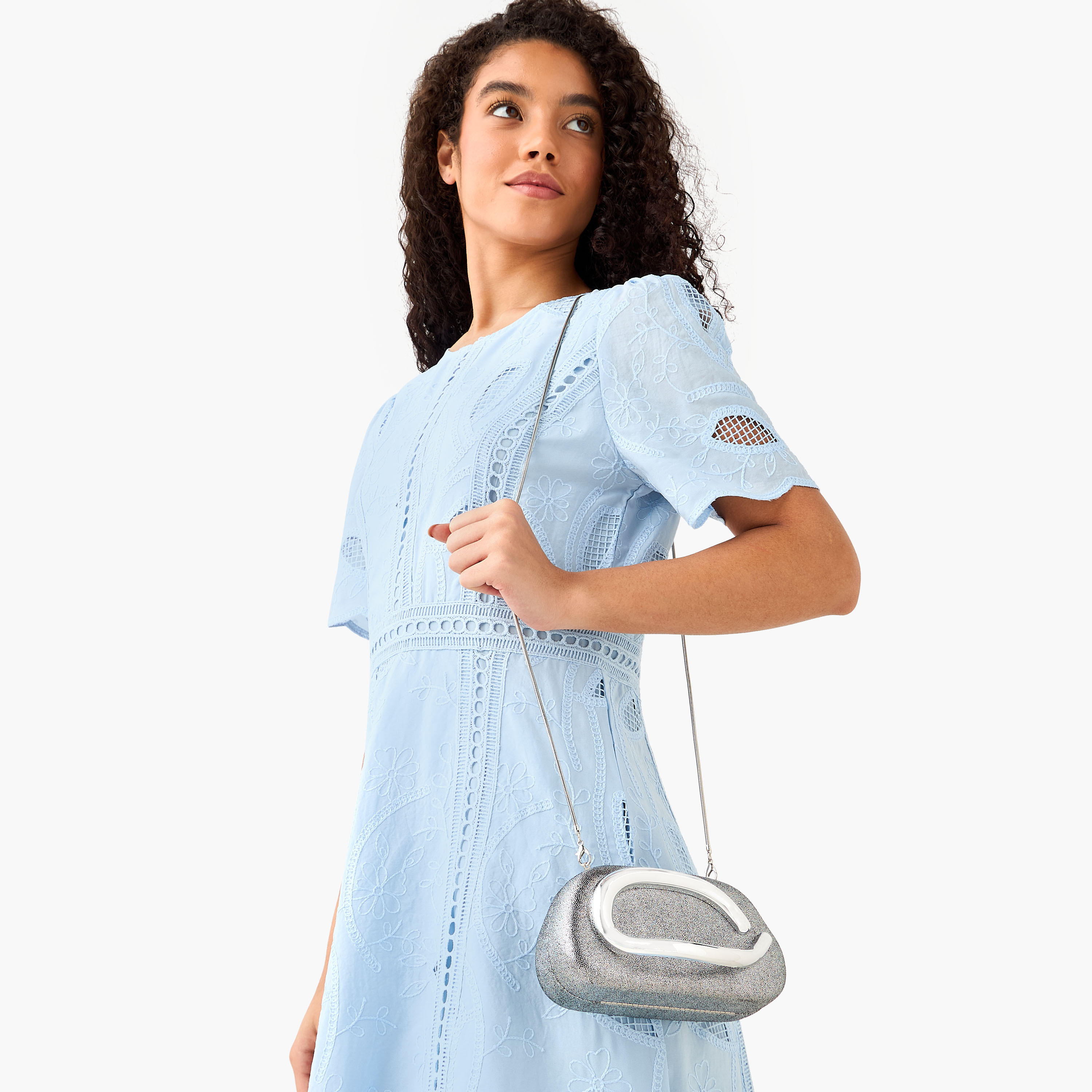 Metallic Accent Clutch with Detachable Chain Strap-women-bagsandwallets-handbags-image-2