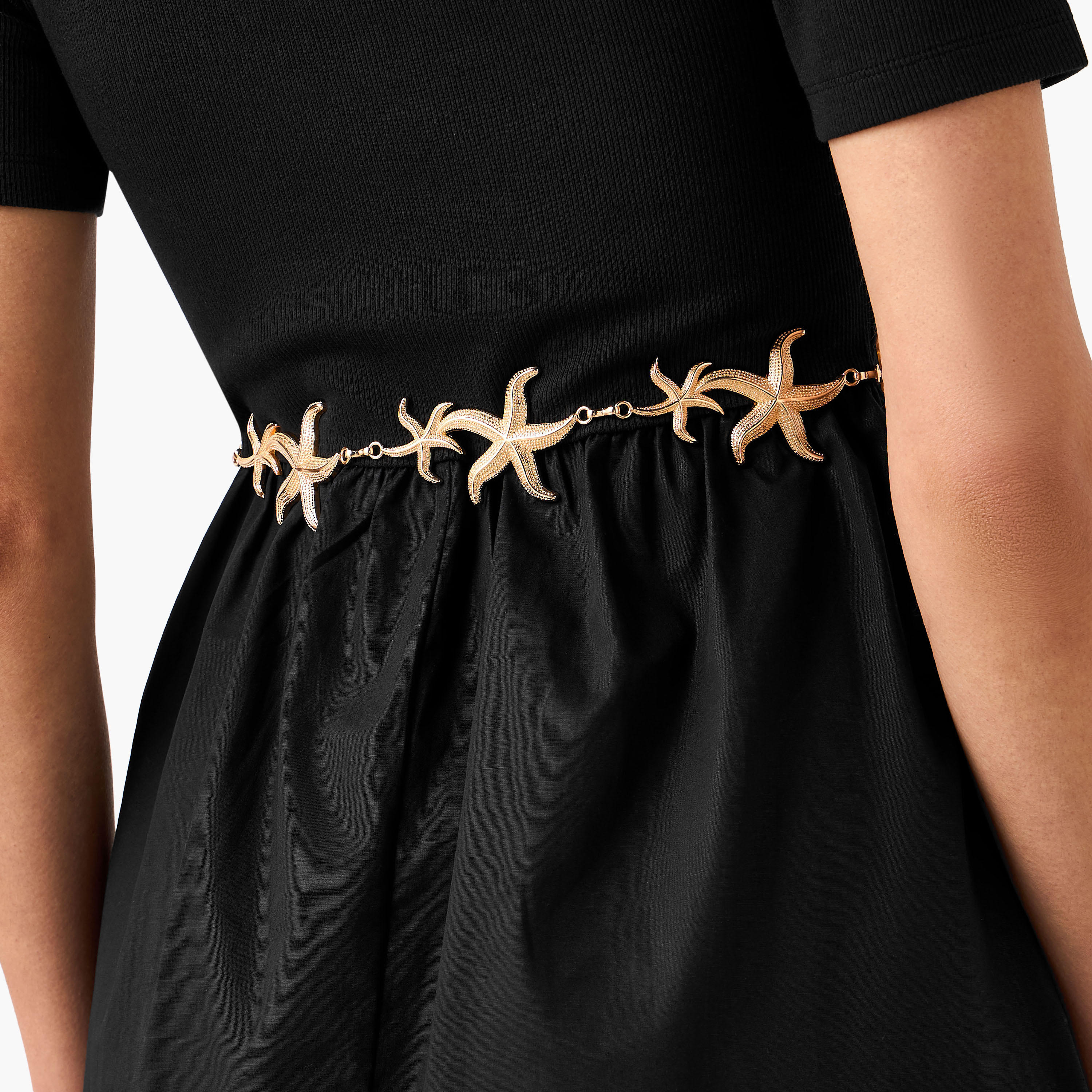 Gold Tone Starfish Design Waist Belt with Lobster Clasp Closure-women-clothingaccessories-belts-image-5