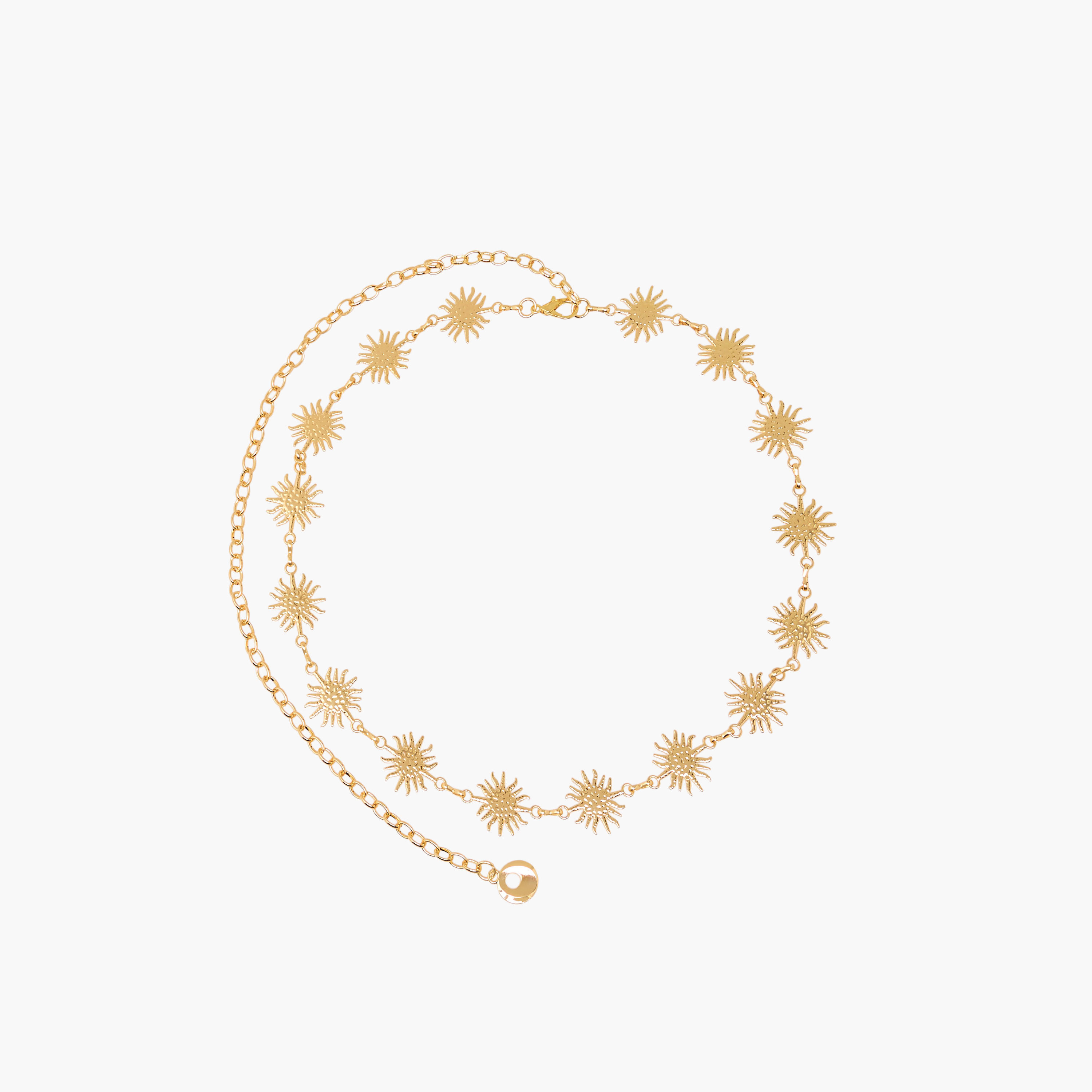 Gold Tone Sun Design Waist Belt with Lobster Clasp Closure-women-clothingaccessories-belts-image-1