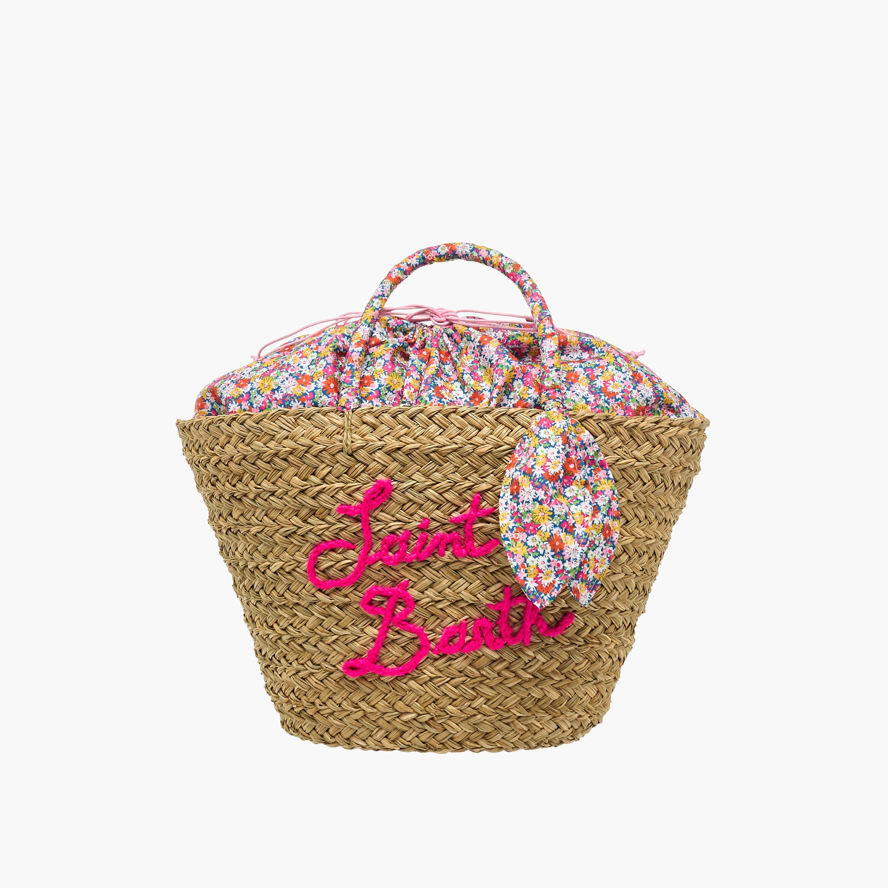 Slogan Embroidered Basket Bag with Double Handles-women-bagsandwallets-handbags-image-1
