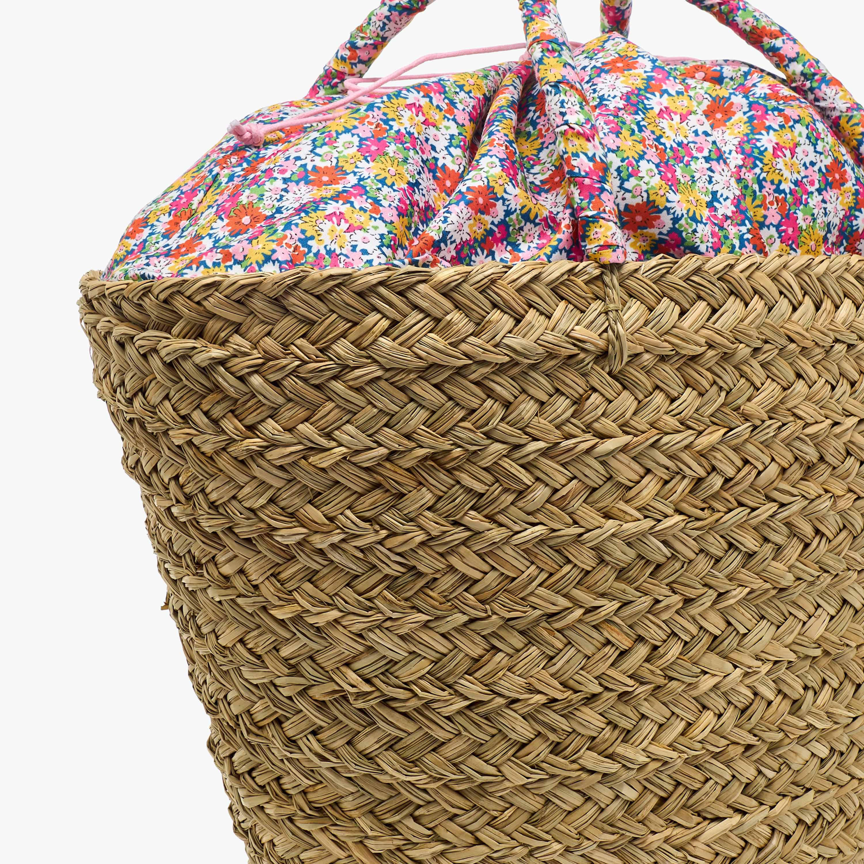 Slogan Embroidered Basket Bag with Double Handles-women-bagsandwallets-handbags-image-6