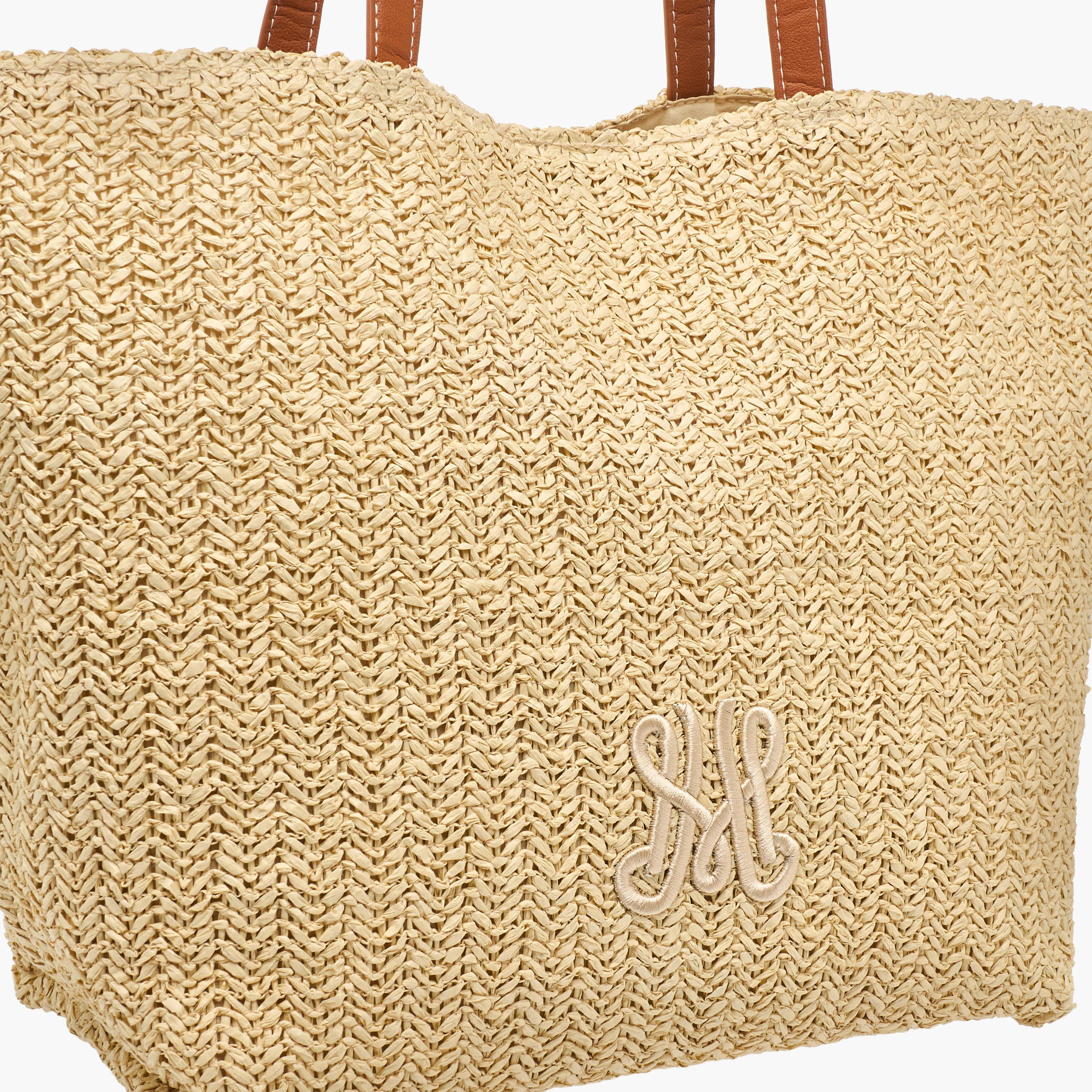 شنطة توتي بتطريز مونوجرام ومقابض مزدوجة-women-bagsandwallets-handbags-image-4