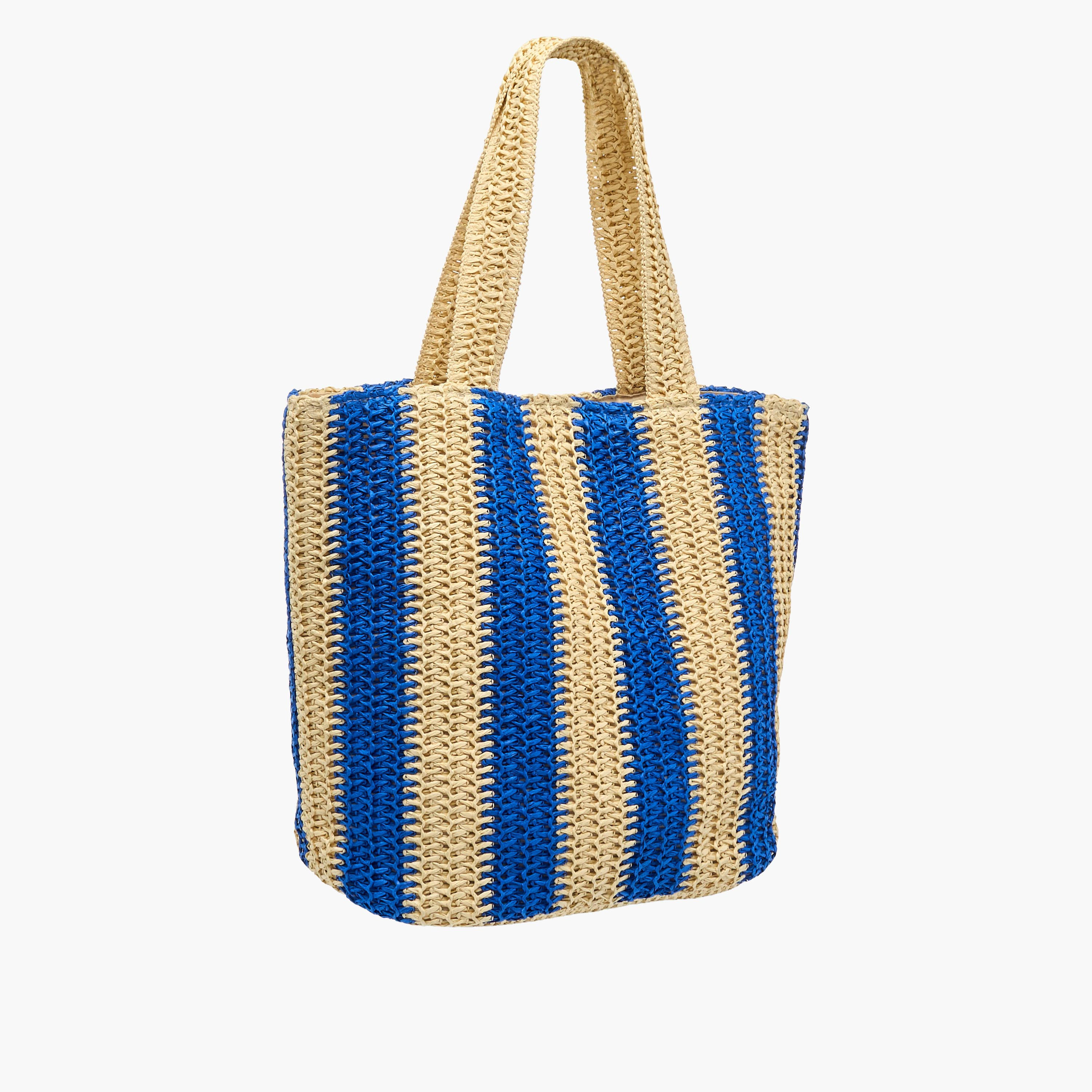 Striped Slogan Embroidered Tote Bag with Double Handles-women-bagsandwallets-handbags-image-4