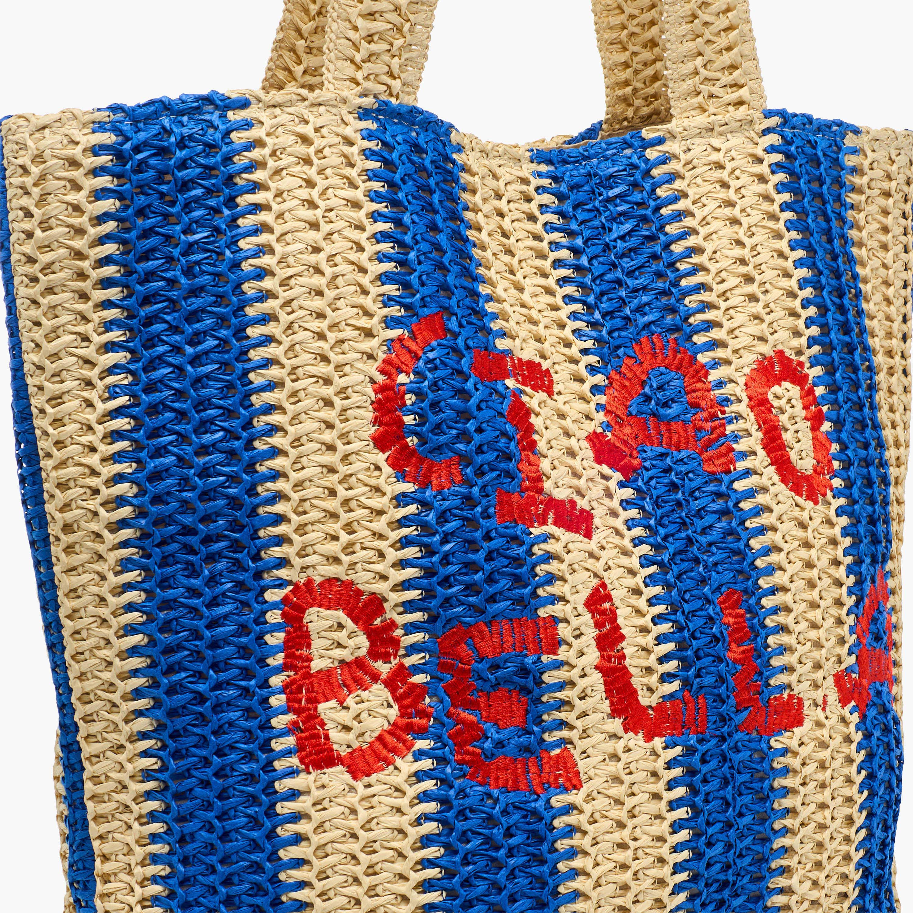 Striped Slogan Embroidered Tote Bag with Double Handles-women-bagsandwallets-handbags-image-5