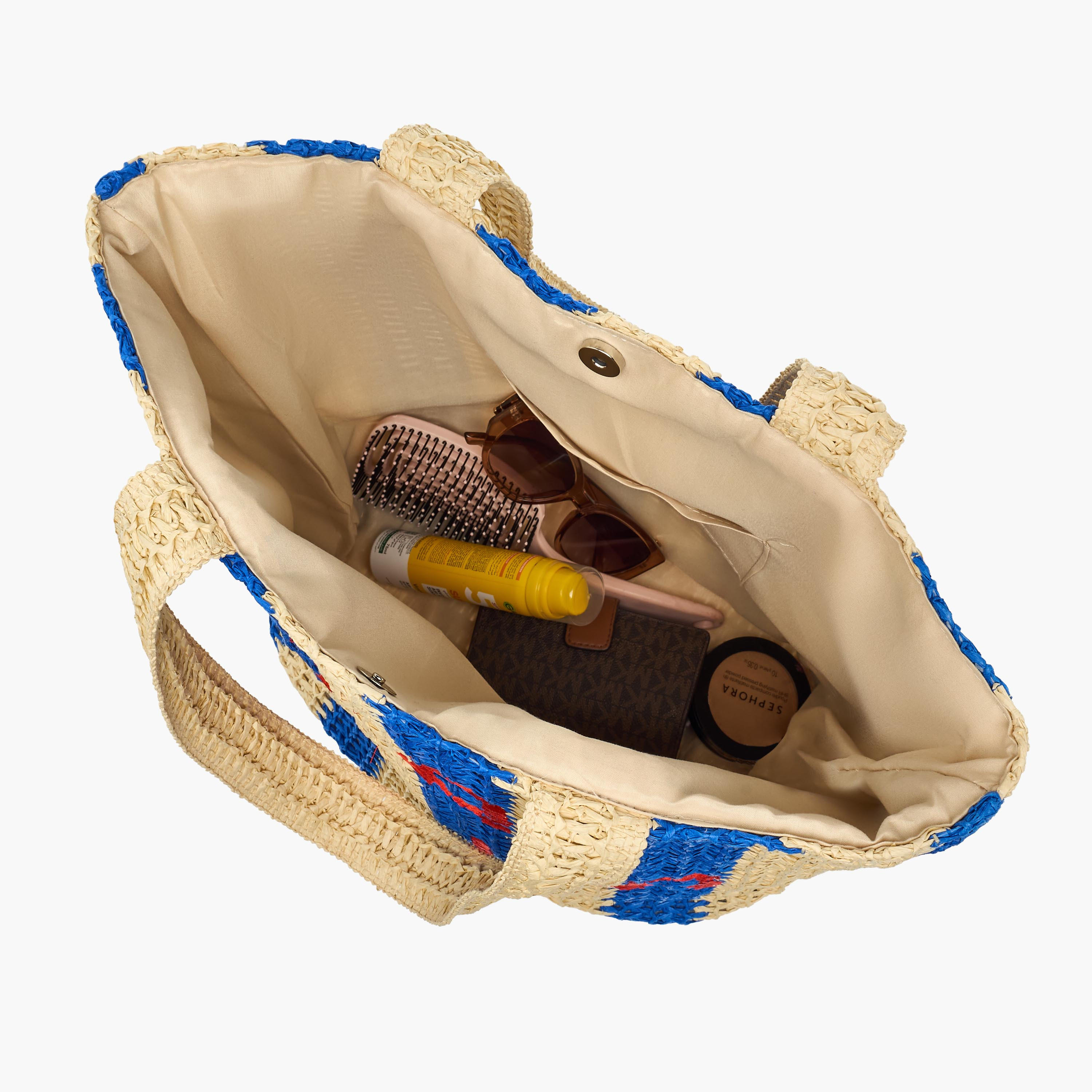Striped Slogan Embroidered Tote Bag with Double Handles-women-bagsandwallets-handbags-image-8