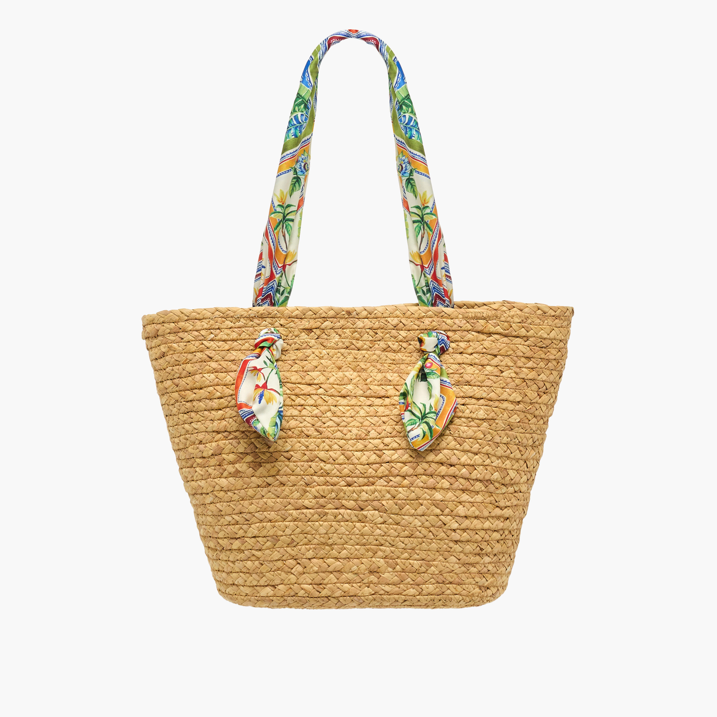 Textured Tote Bag with Scarf Handle-women-bagsandwallets-handbags-image-1